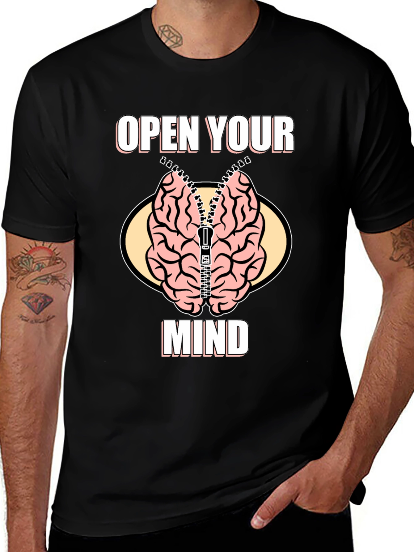 Variant 8 of Open Your Mind Brain Zipper Graphic T-Shirt