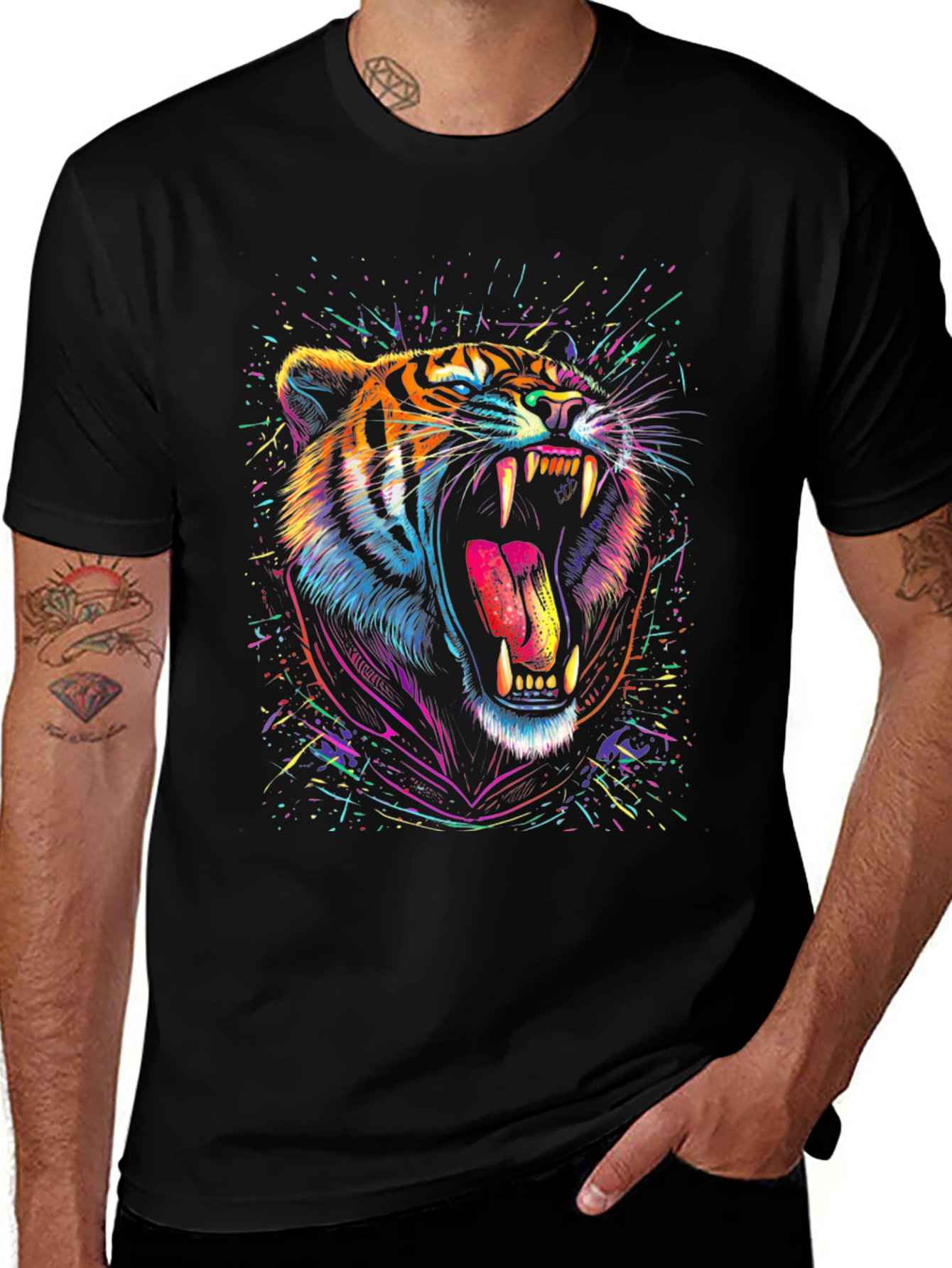Variant 10 of Roaring Tiger Graphic Tee - Neon Colors
