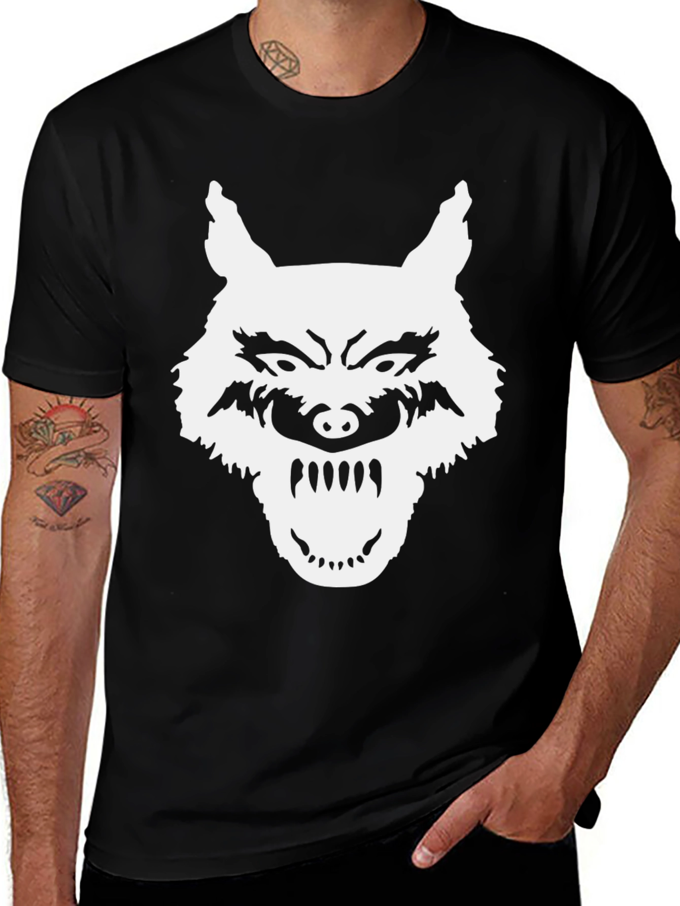 Variant 3 of Wolf Graphic T-Shirt - Black, Bold Design