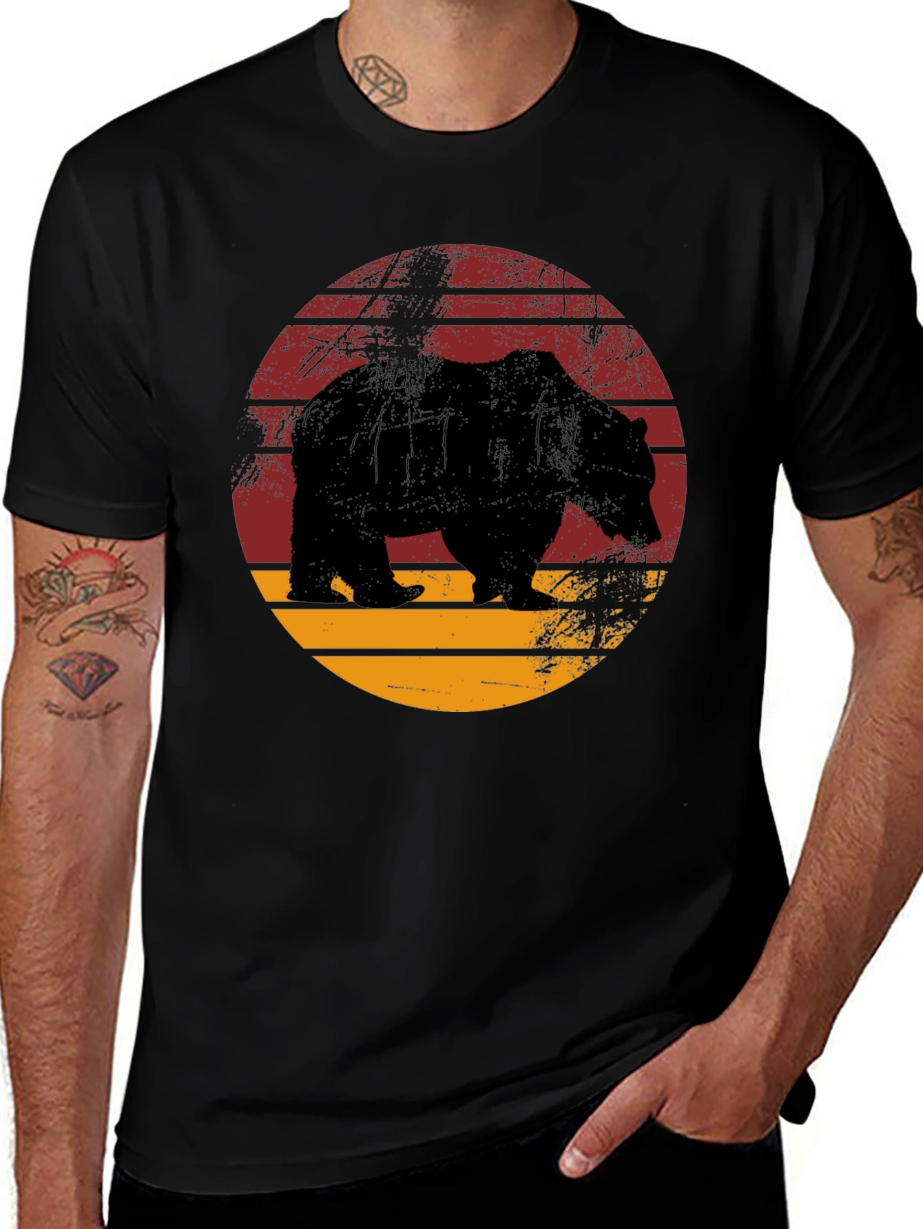 Variant 25 of Vintage Bear Graphic Tee - Black Cotton Comfort