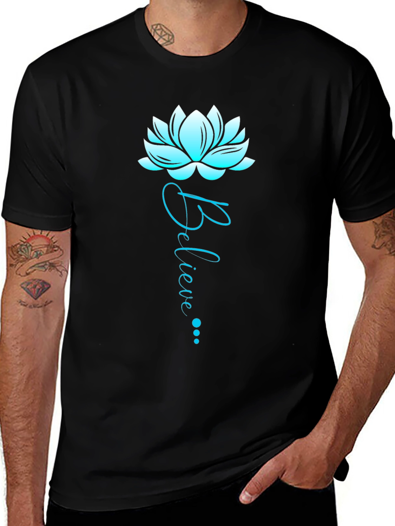Variant 23 of Believe Lotus Graphic Tee - Soft Cotton Blend
