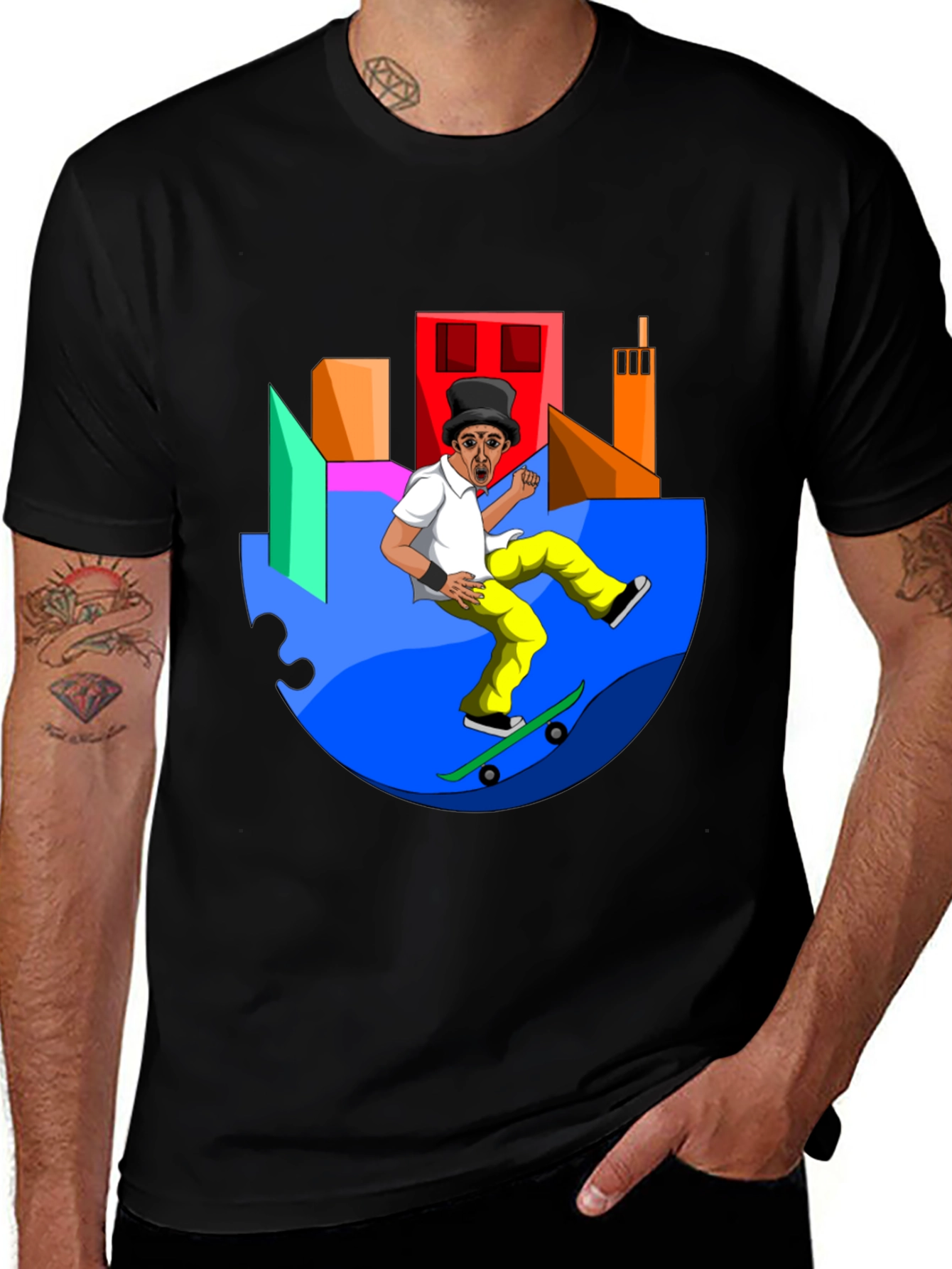 Variant 23 of Skateboarding Chaplin Graphic Tee - Urban Style