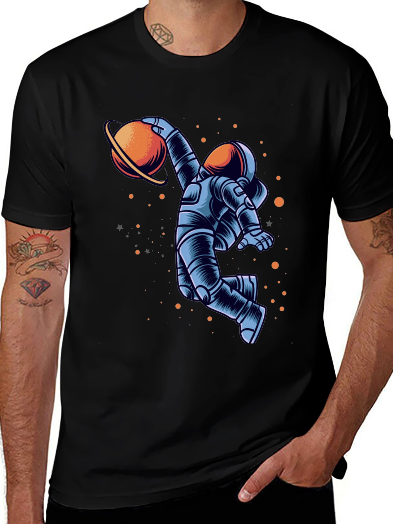 Variant 3 of Astronaut Dunking Planet Graphic Tee