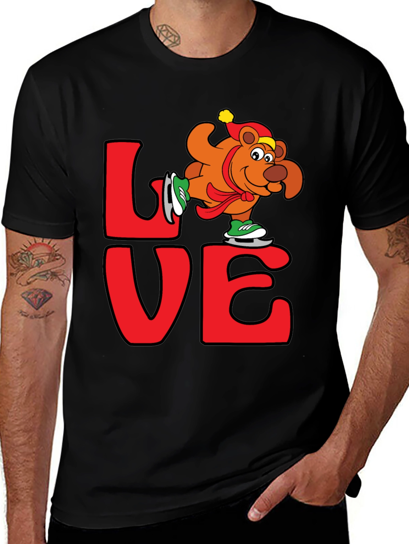 Variant 30 of Love Ice Skating Bear Graphic T-Shirt