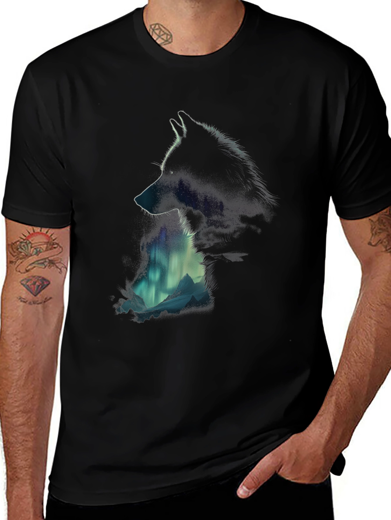 Wolf Silhouette T-Shirt - Aurora Mountain Design