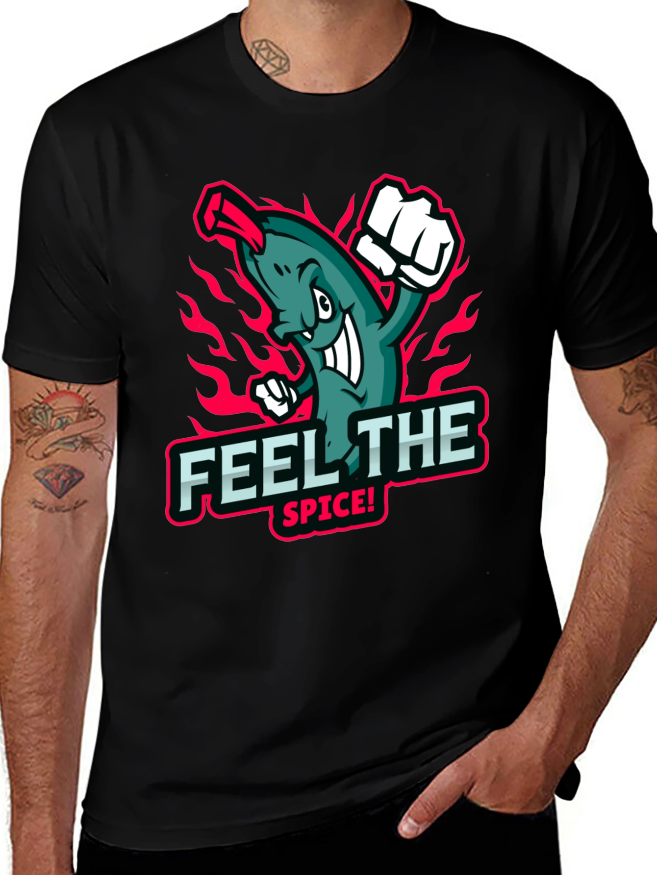 Variant 13 of Feel the Spice! Graphic Print Black T-Shirt