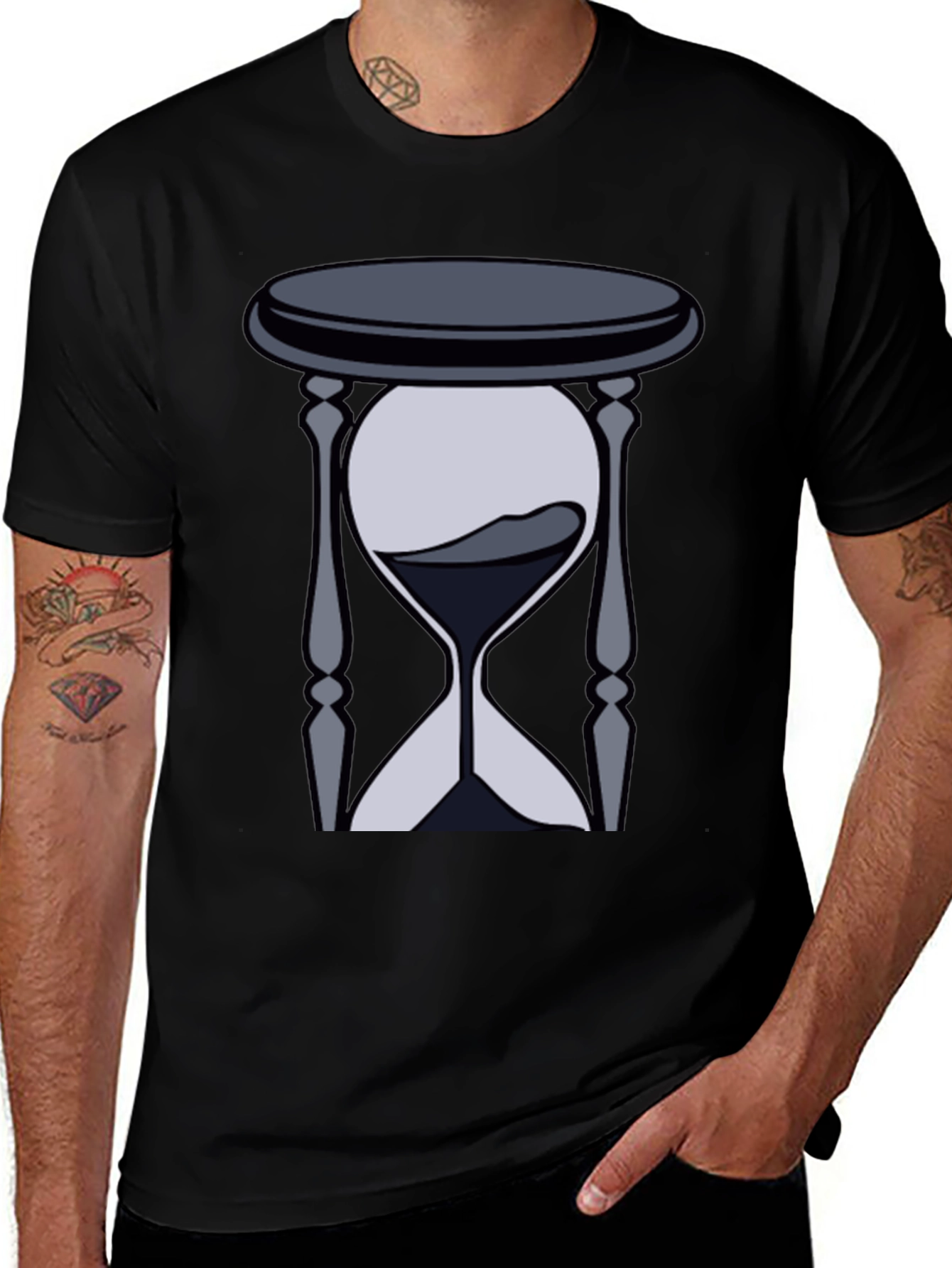 Black Hourglass Graphic Tee - Timeless Style main image