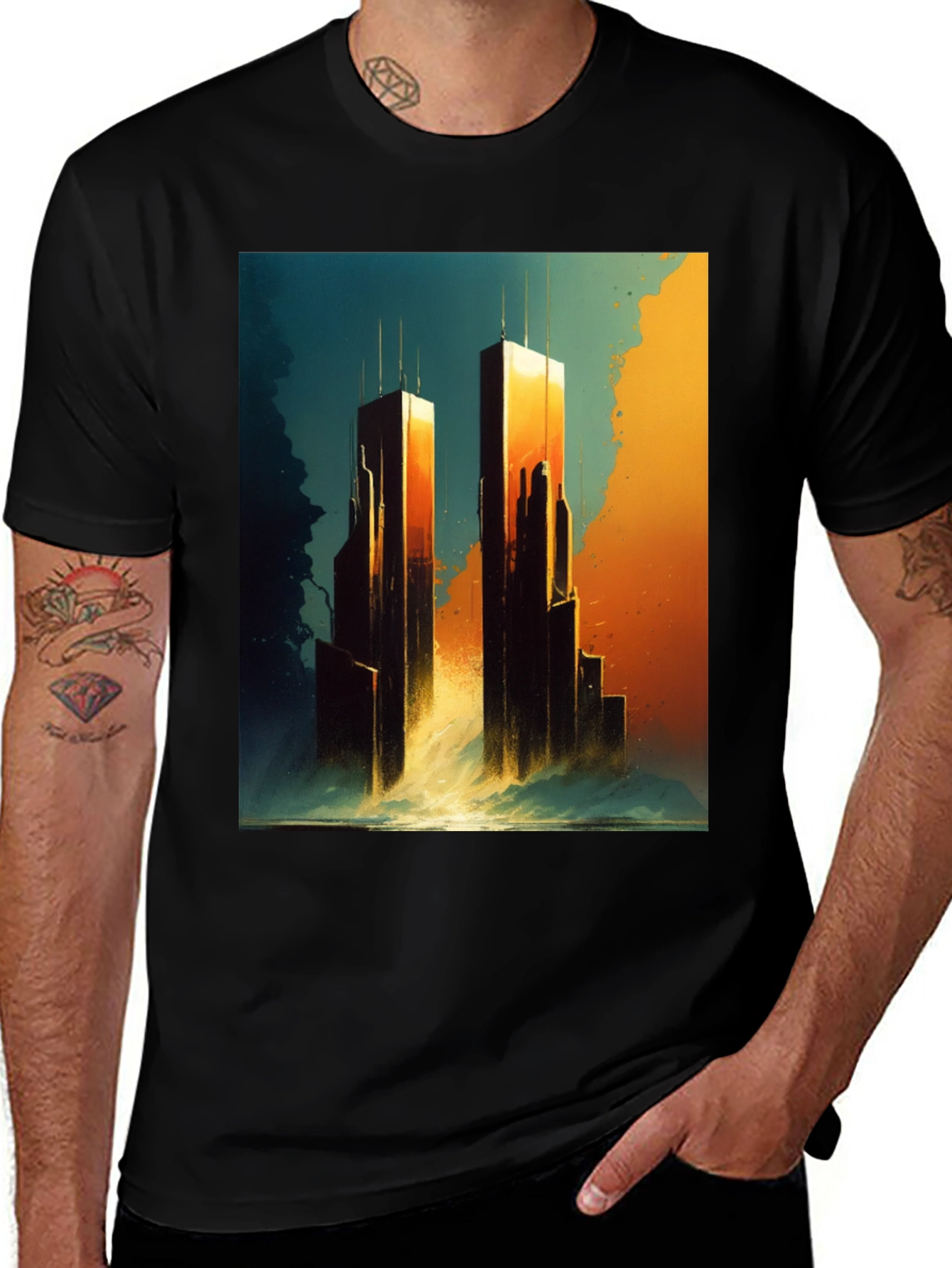 Variant 3 of Modern Art Graphic Tee - Abstract Cityscape T-Shirt