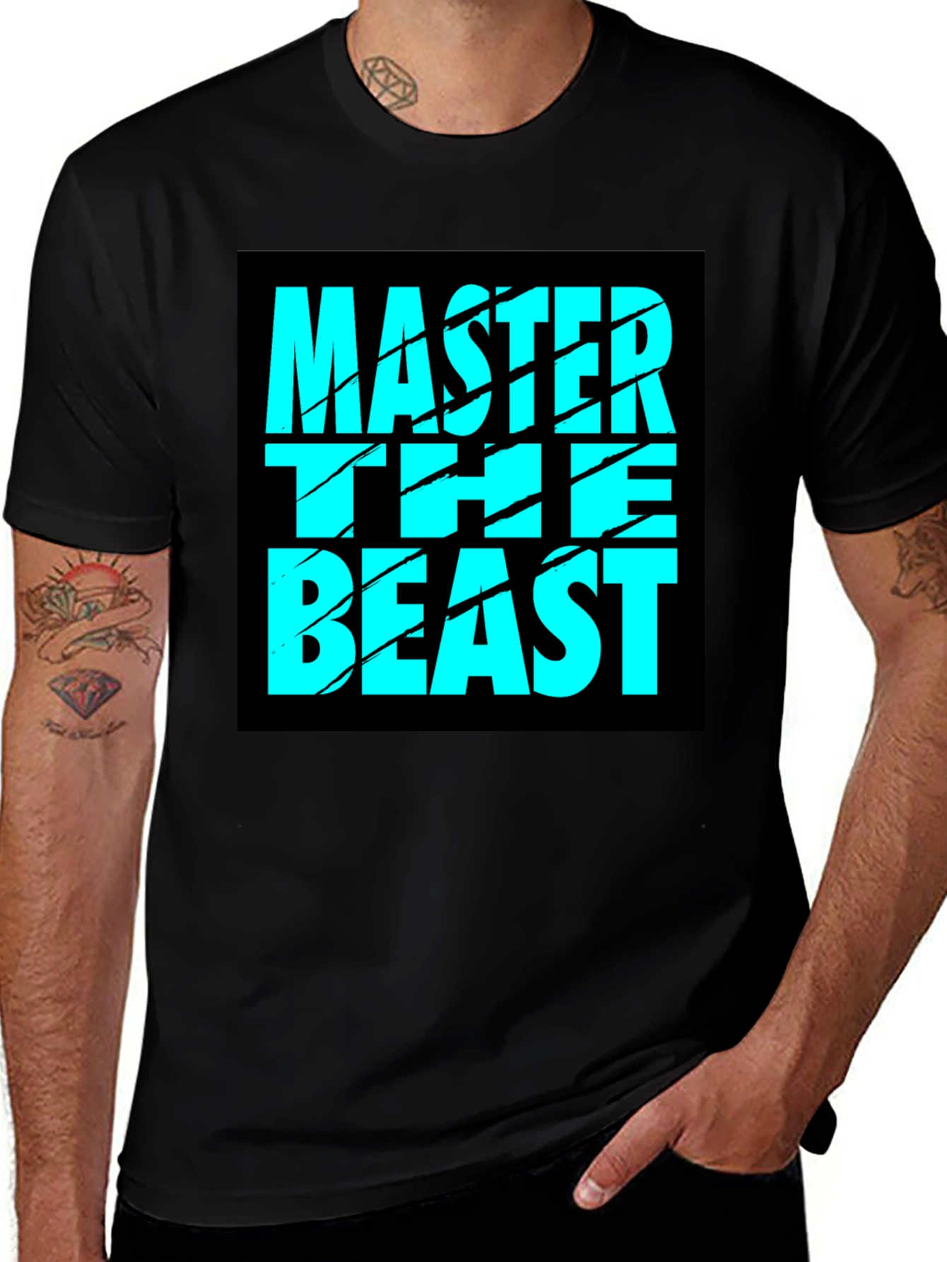 Variant 12 of Master The Beast Graphic Tee - Black Cotton T-Shirt