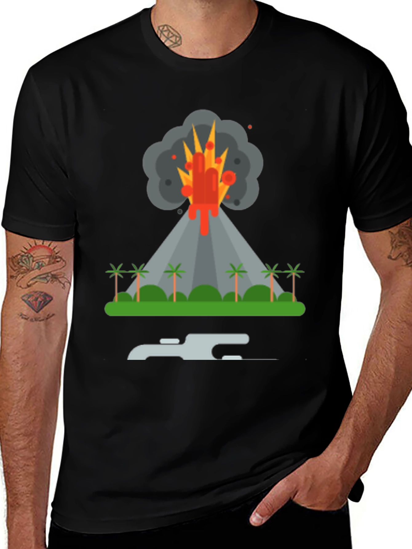 Variant 21 of Volcano Eruption Graphic Tee - Black