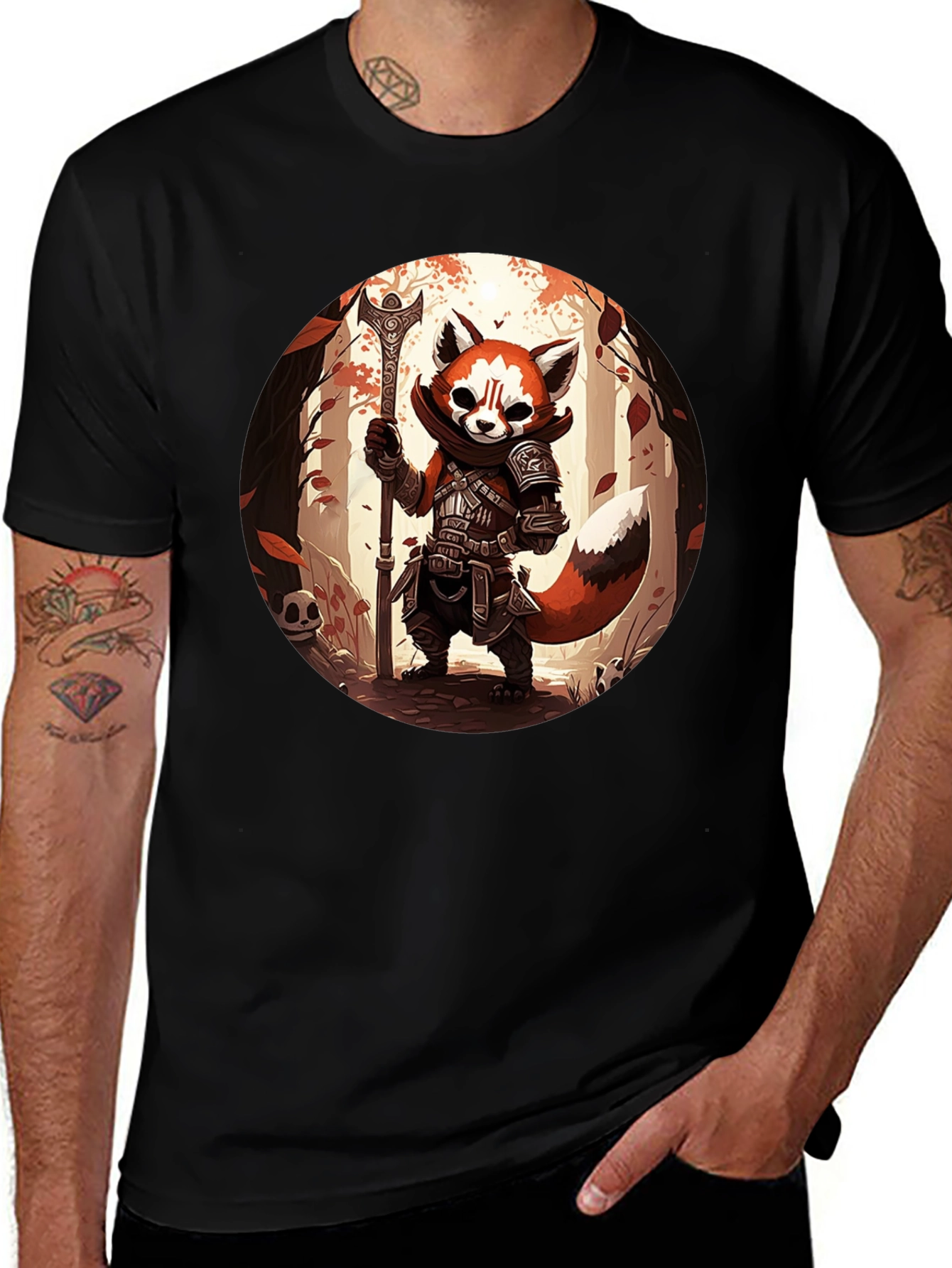 Variant 10 of Red Panda Warrior Black T-Shirt