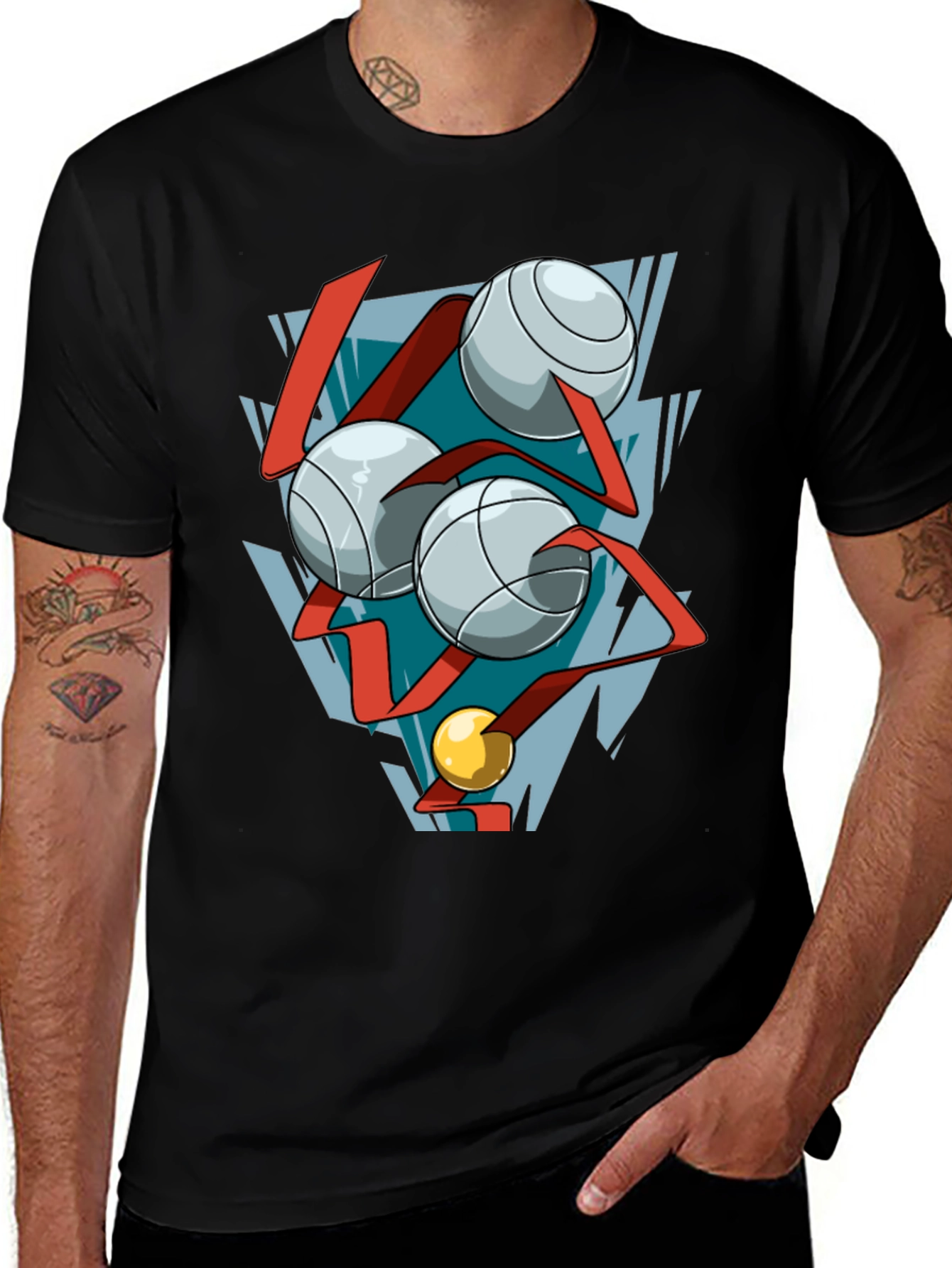 Variant 8 of Abstract Balls Graphic T-Shirt - Black