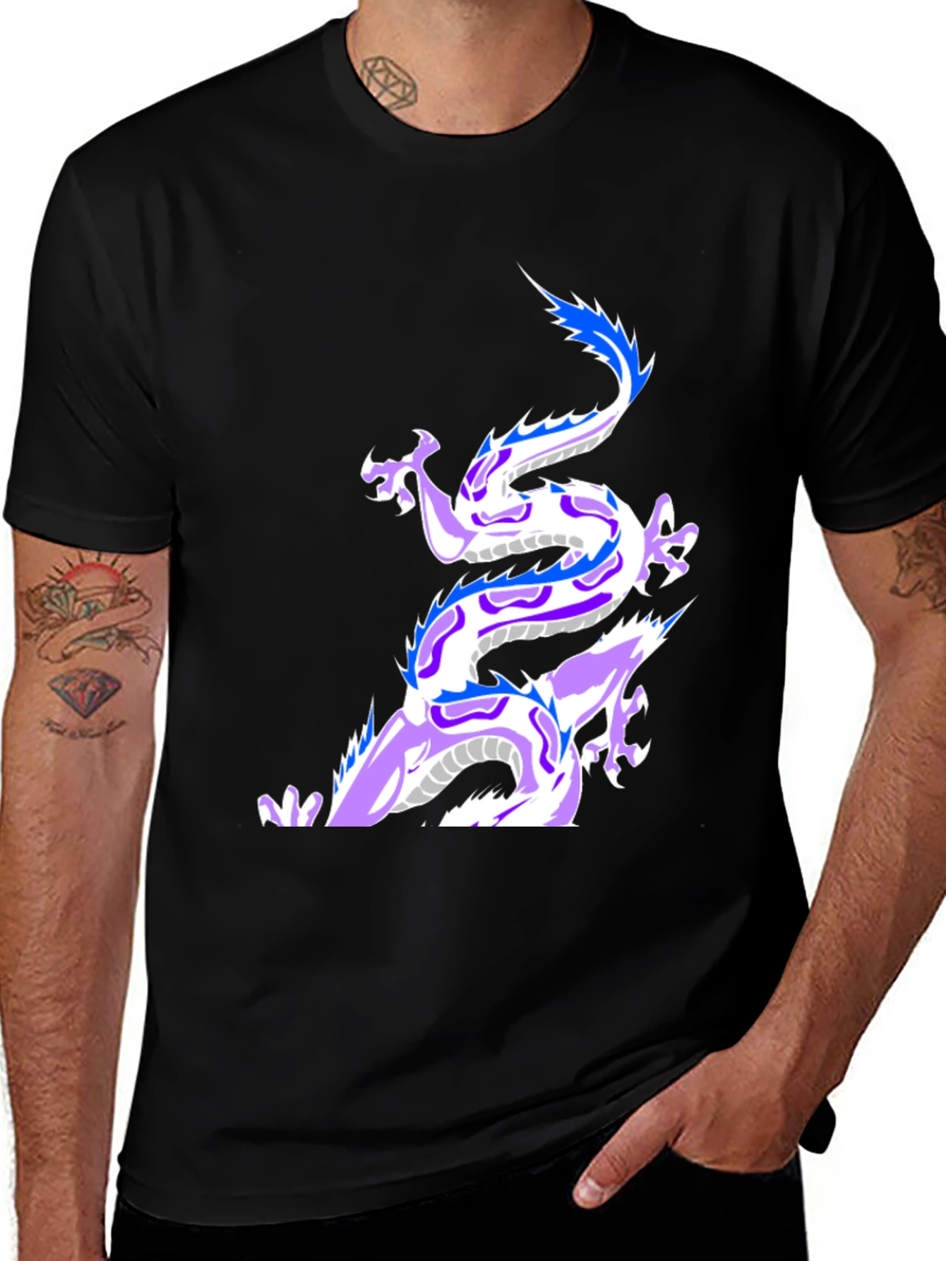 Variant 30 of Dragon Graphic Tee - Black Cotton T-Shirt
