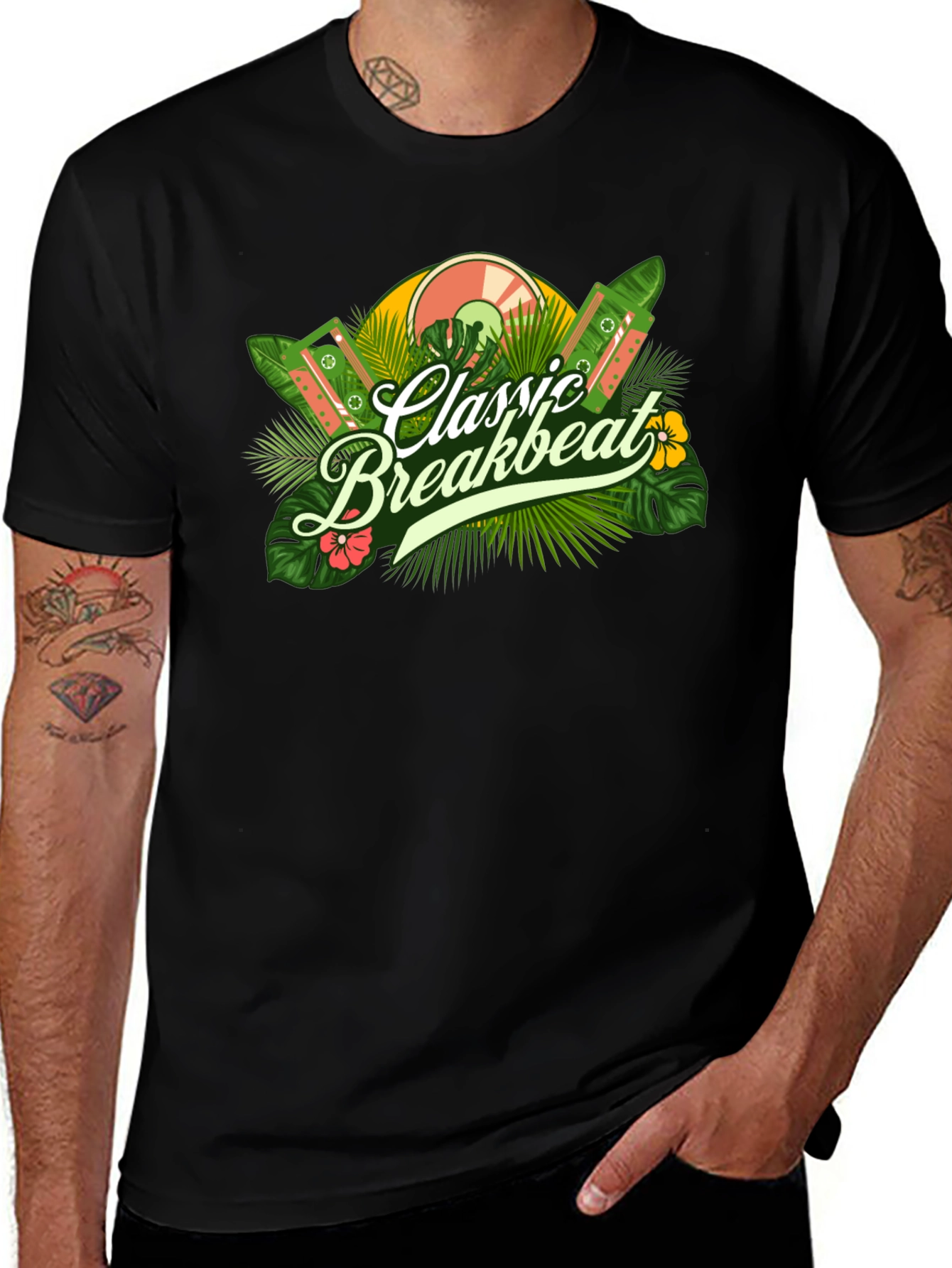 Variant 7 of Classic Breakbeat Tropical Graphic Tee