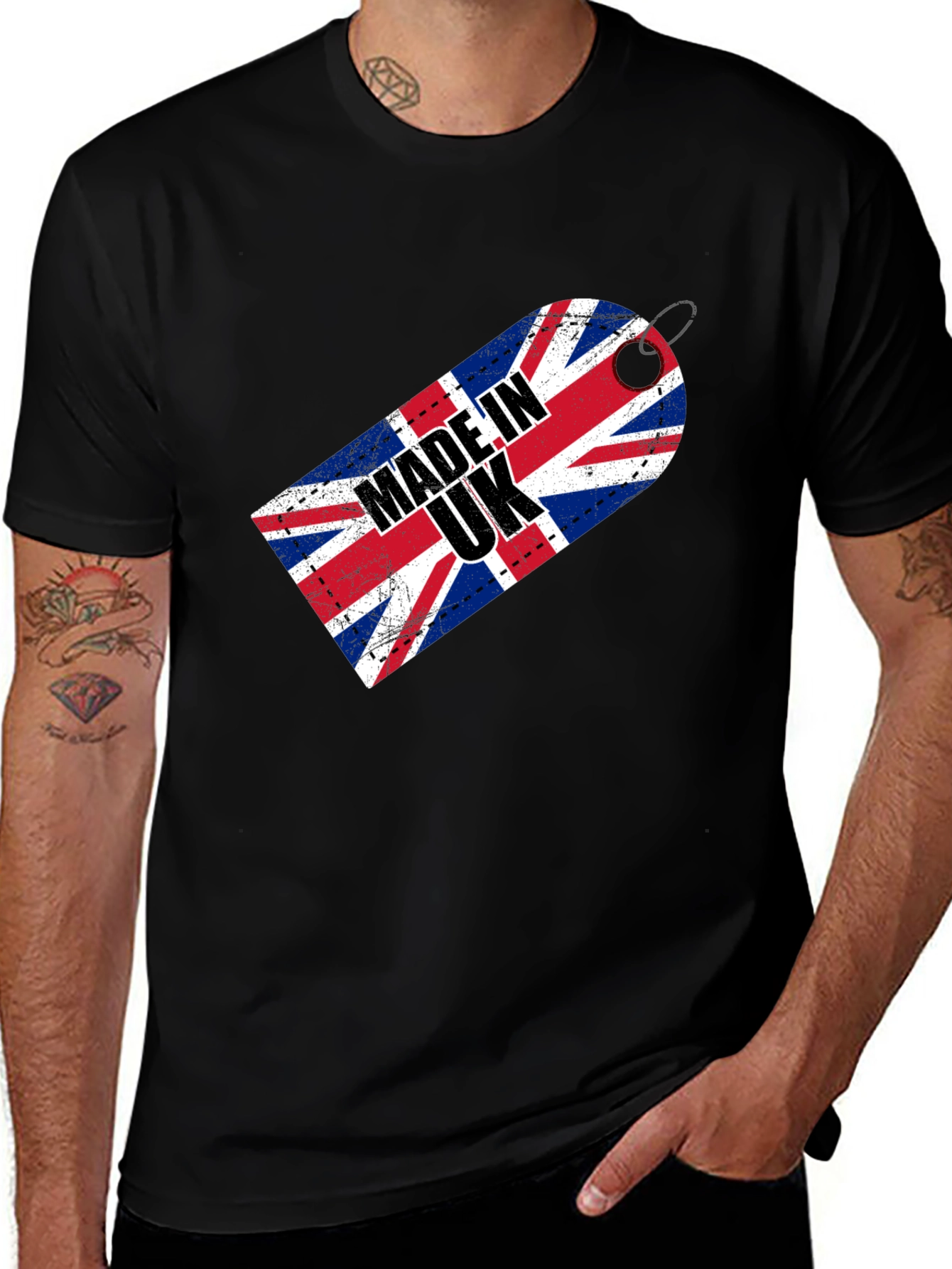 Variant 8 of Made in UK Union Jack Tag Black T-Shirt