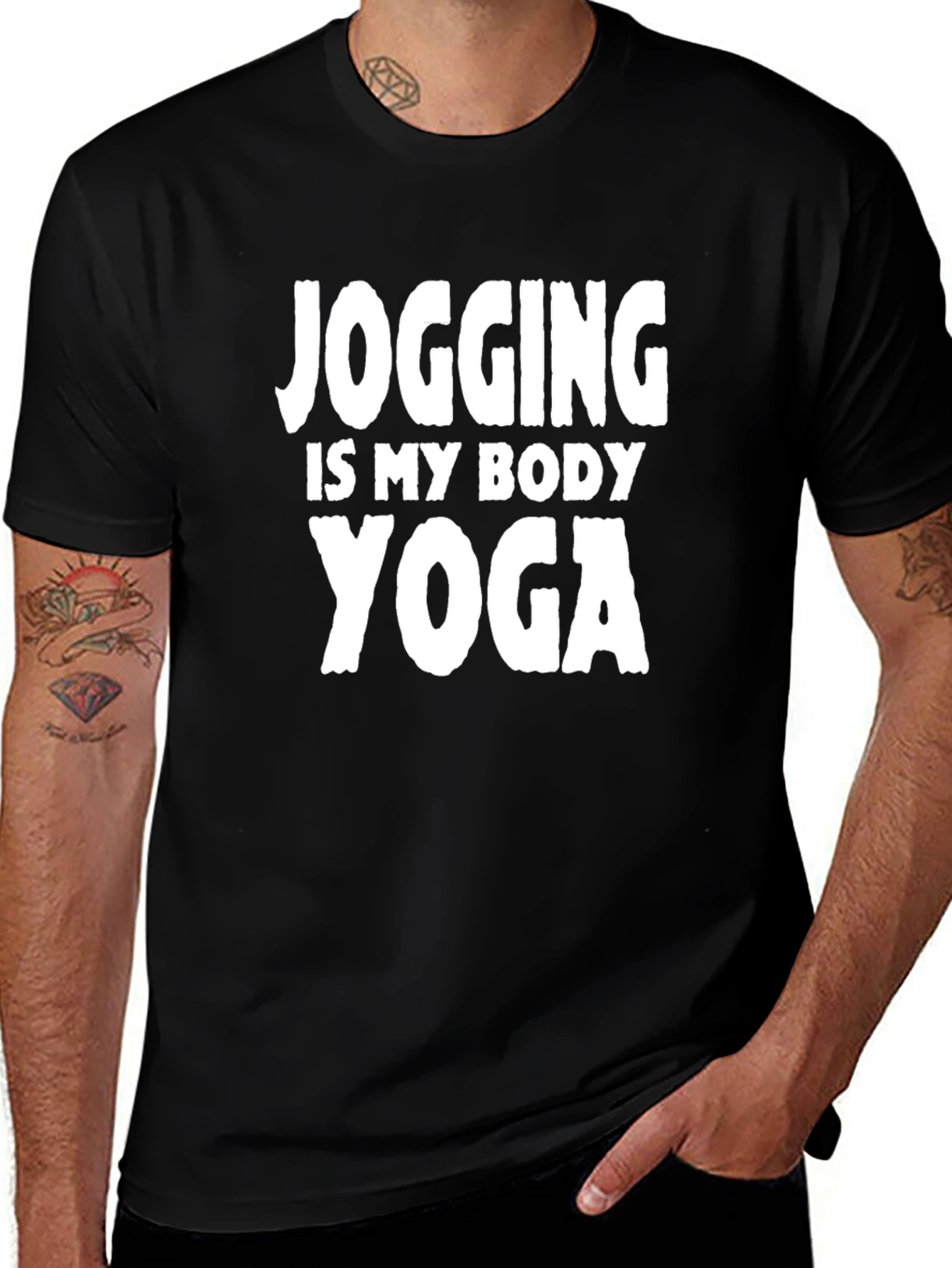 Jogging Is My Body Yoga Black Graphic Tee