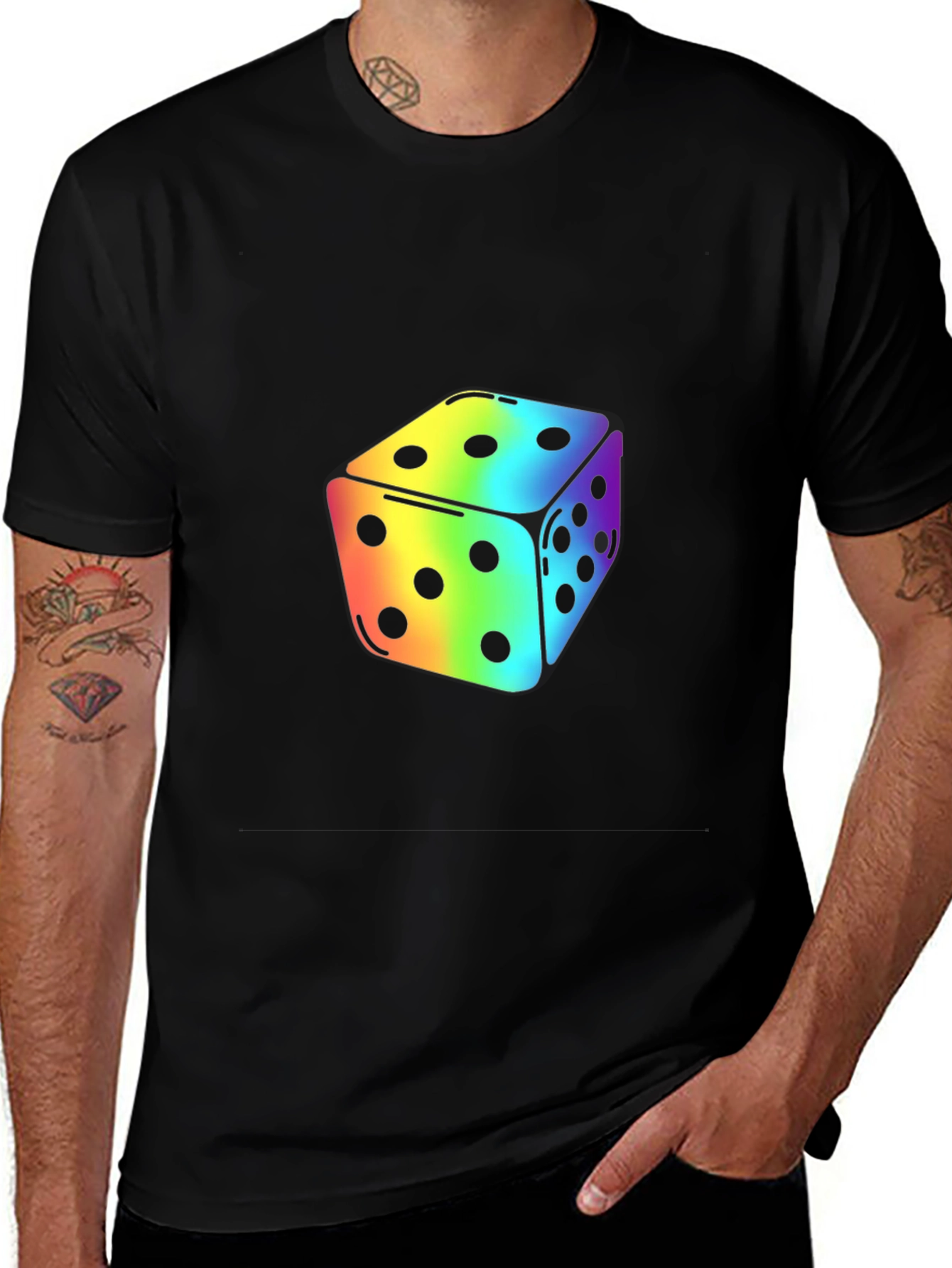 Variant 22 of Rainbow Dice Graphic Tee - Stylish Casual Wear