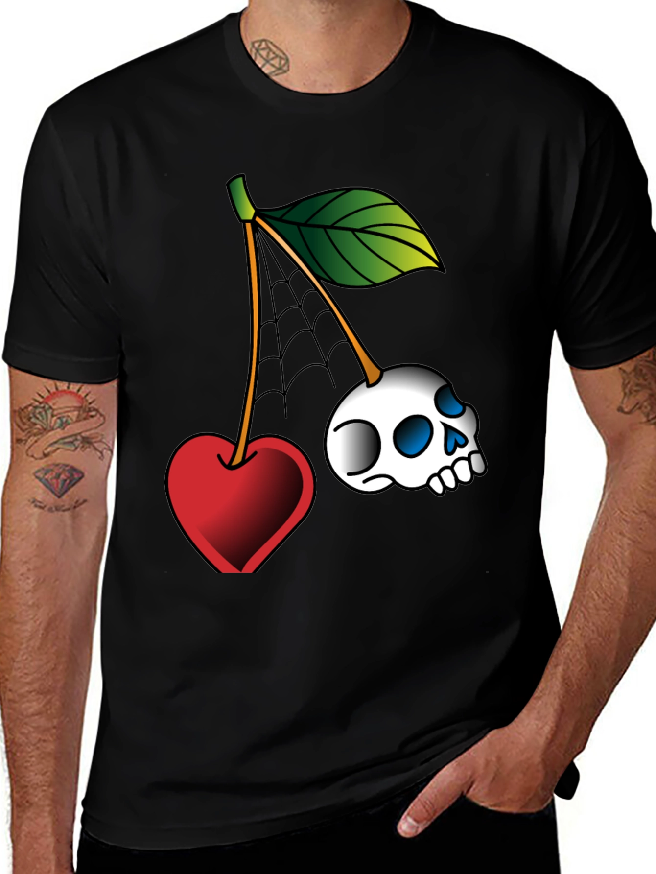 Variant 17 of Skull Cherry Graphic Tee - Unique Design!