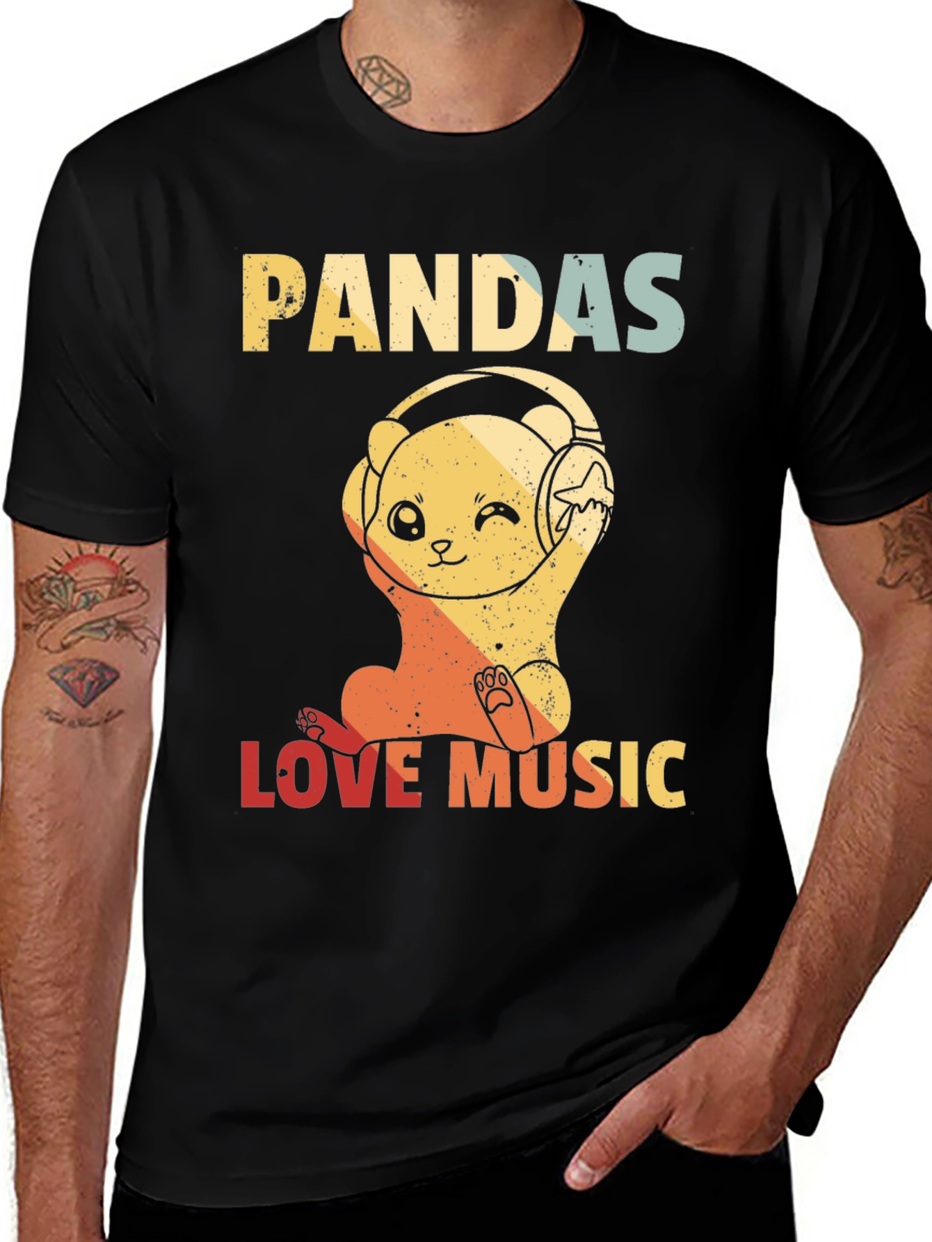 Variant 28 of Pandas Love Music Graphic Tee