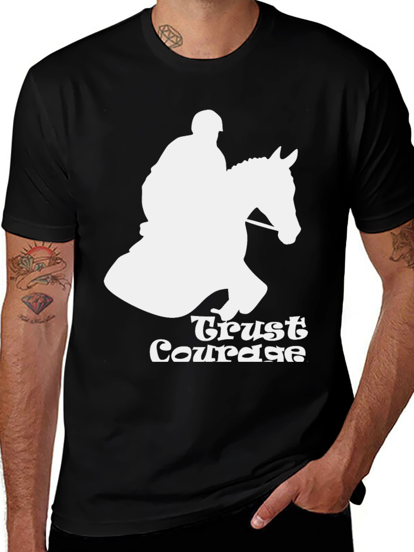 Variant 5 of Trust Courage Horseback Riding Graphic Tee