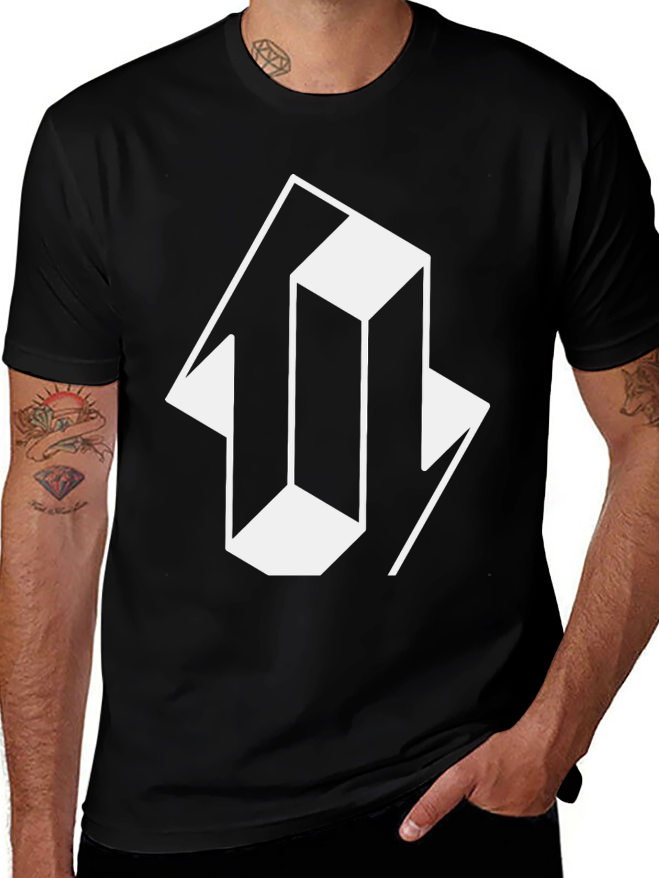 Variant 30 of Optical Illusion Graphic Tee - Black Cotton Shirt