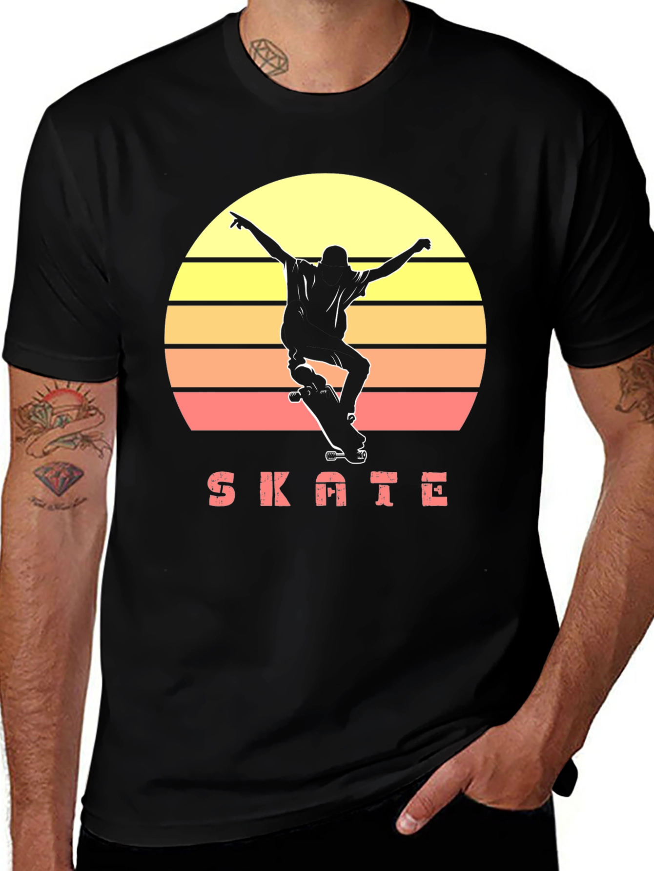 Variant 8 of Retro Skate T-Shirt, Sunset Skateboarder Graphic Tee