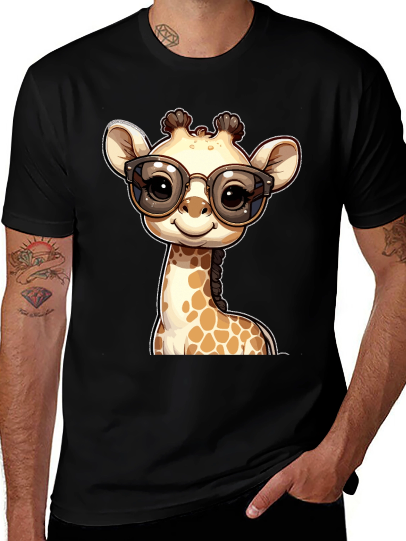 Variant 17 of Giraffe with Glasses Graphic Tee