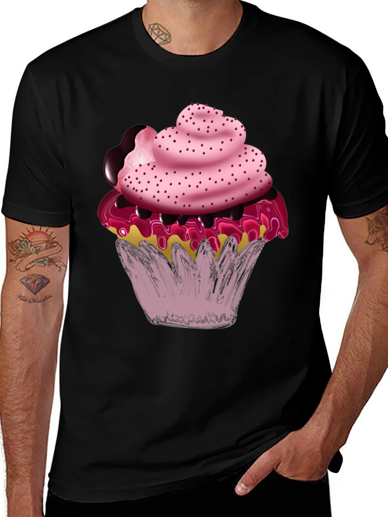 Variant 6 of Cupcake Graphic Black T-Shirt