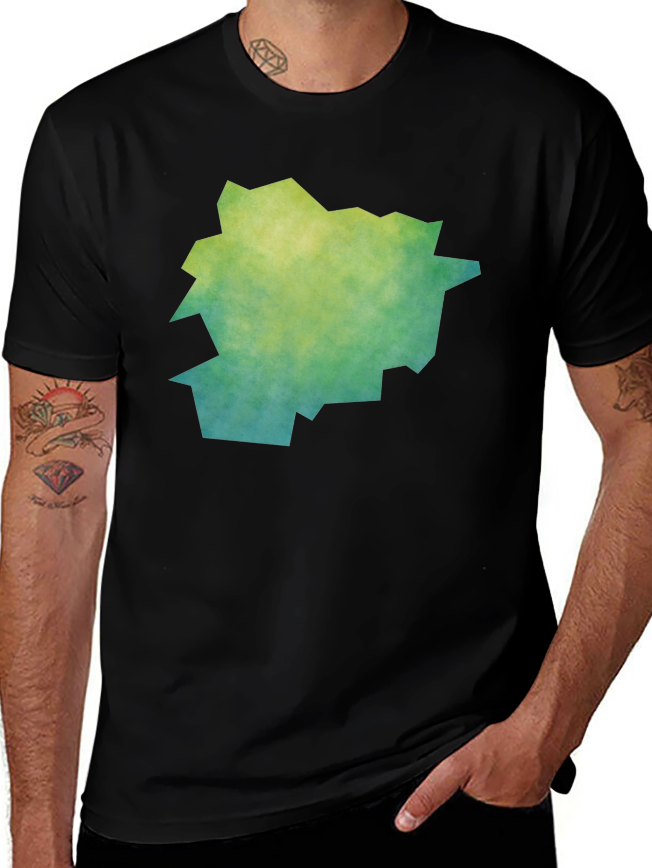 Variant 9 of Abstract Graphic Tee - Trendy Men's Black T-Shirt