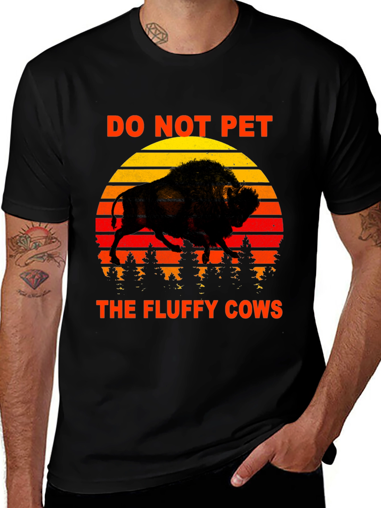 Variant 13 of Do Not Pet Fluffy Cows Bison Graphic Tee