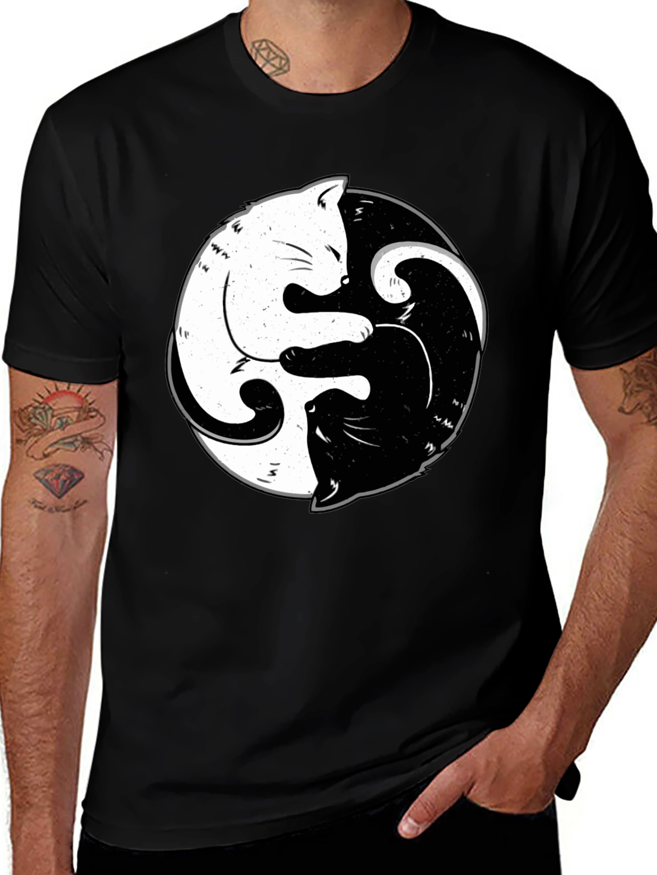 Variant 23 of Yin Yang Cats Black T-Shirt