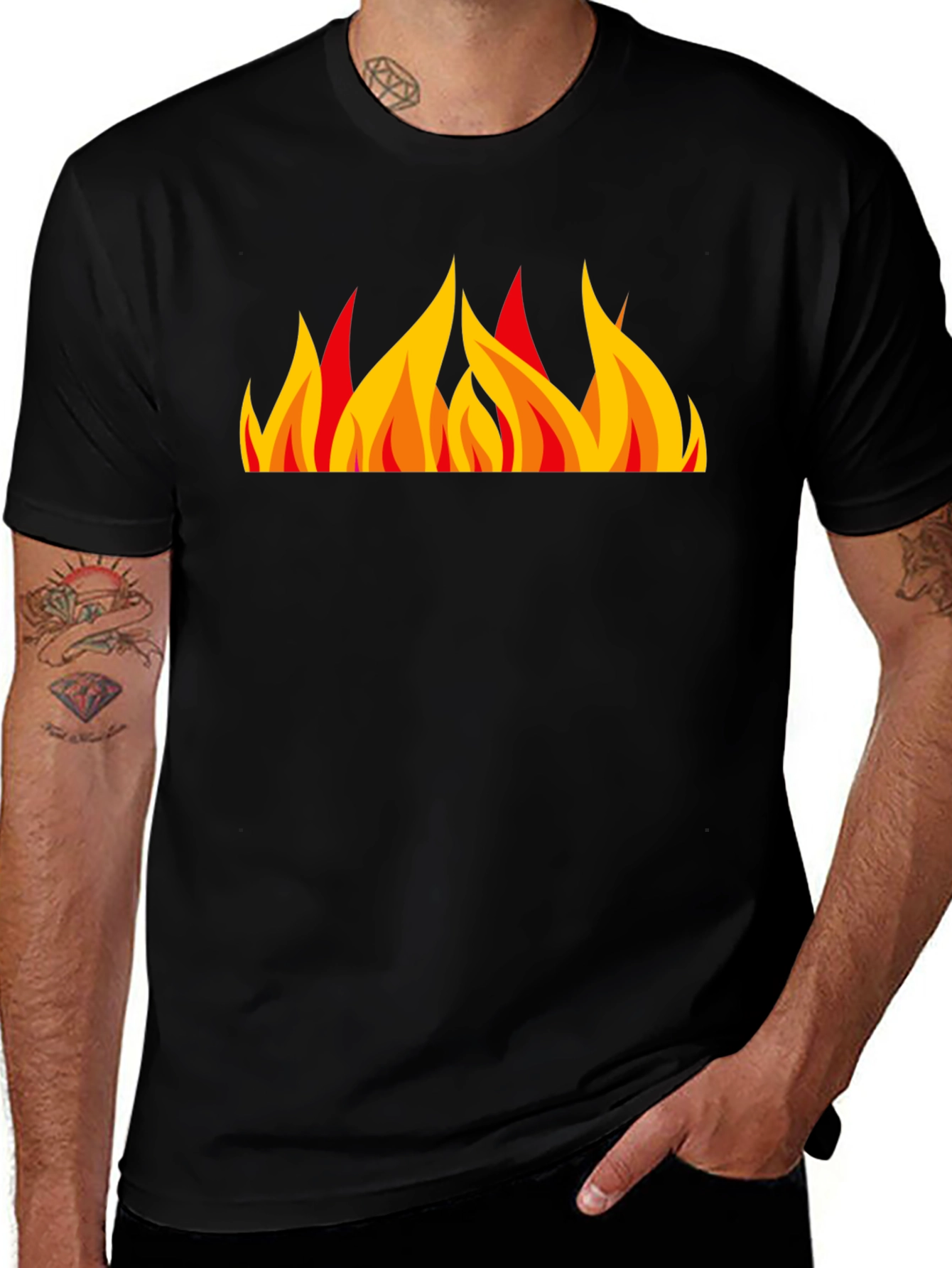 Variant 16 of Fiery Flames Graphic Tee - Bold Black T-Shirt