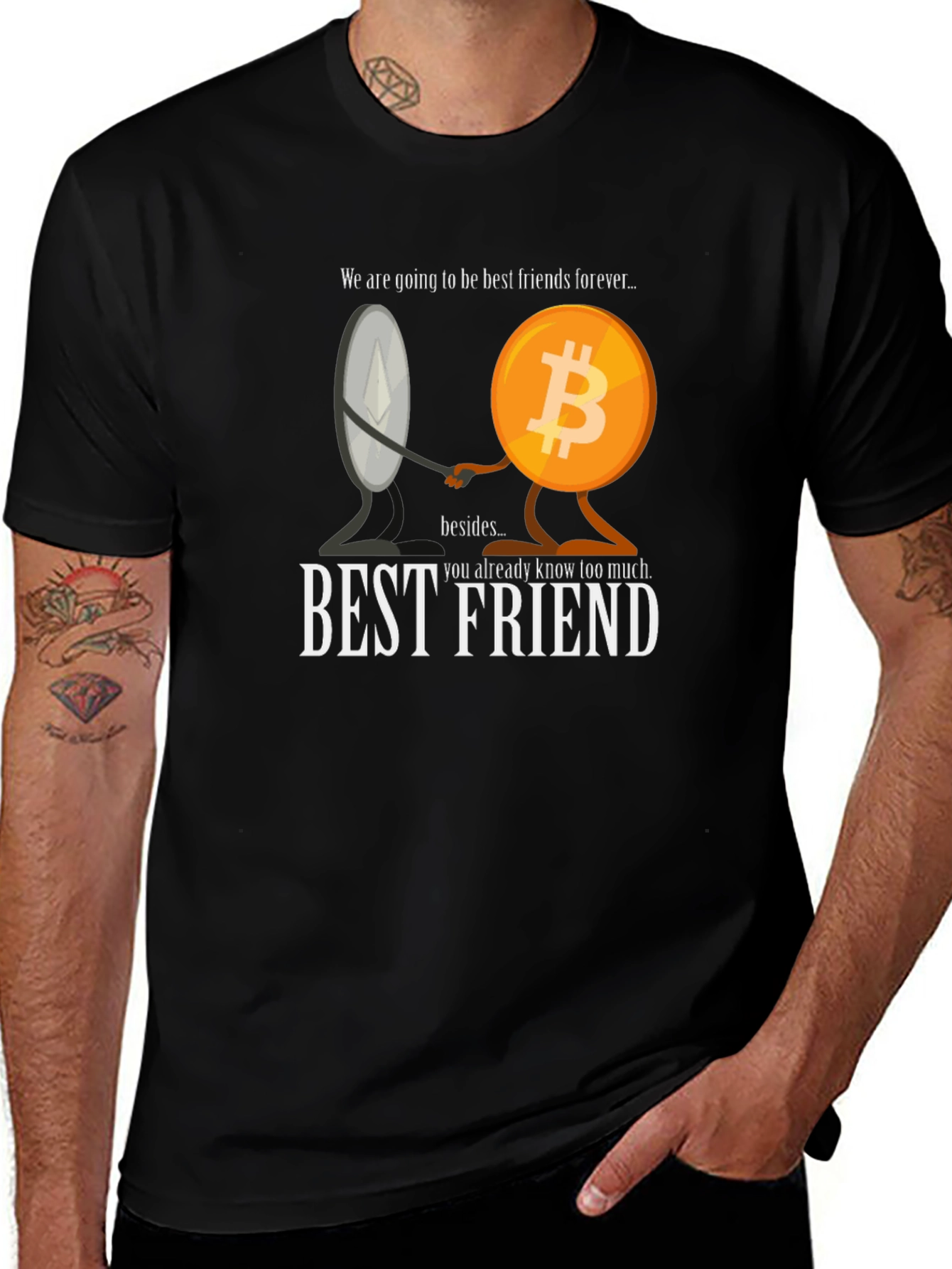 Variant 30 of Crypto Best Friends T-Shirt - Bitcoin & Ethereum