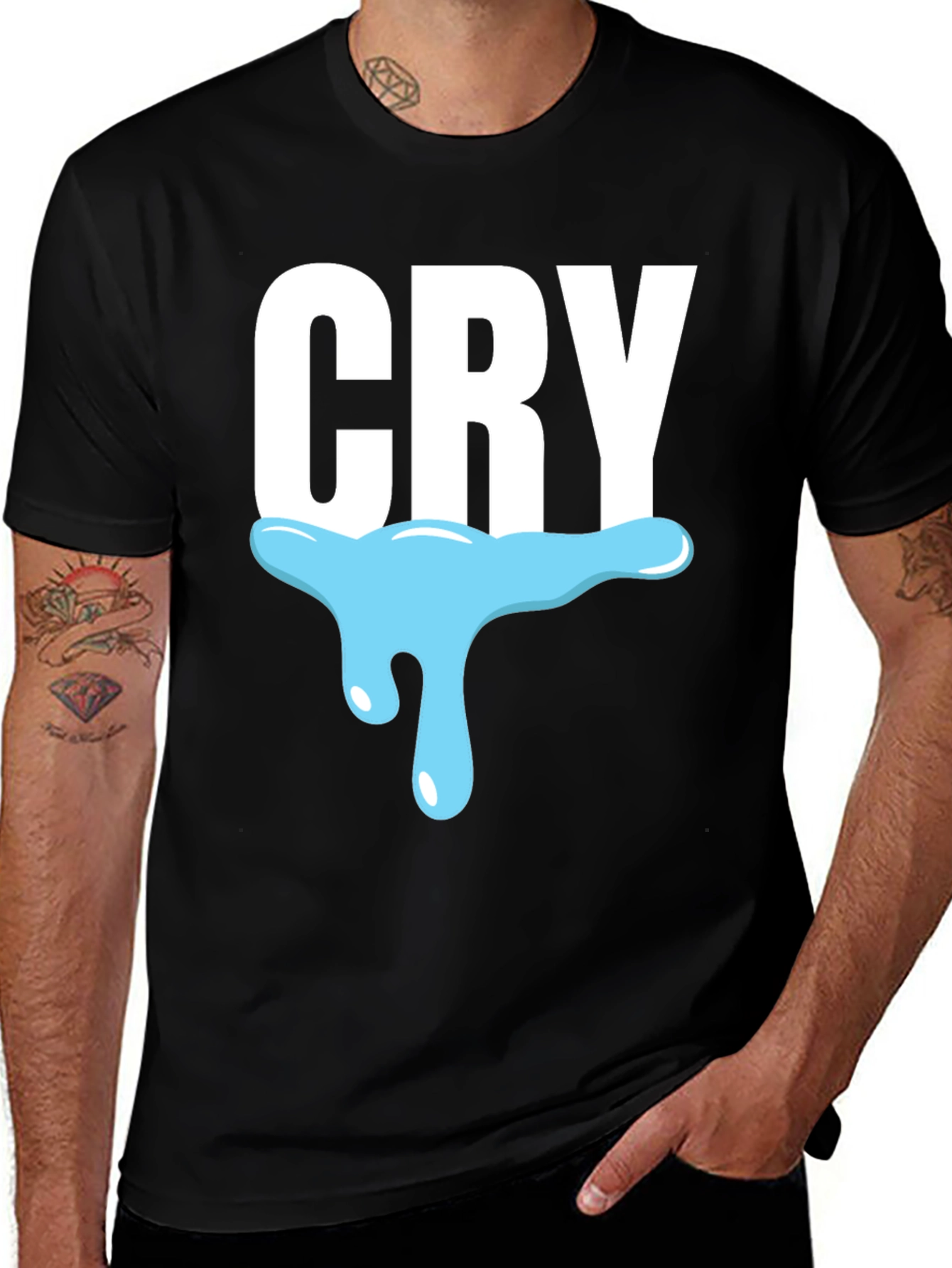 Variant 22 of Men's "CRY" Graphic Tee - Trendy Comfort