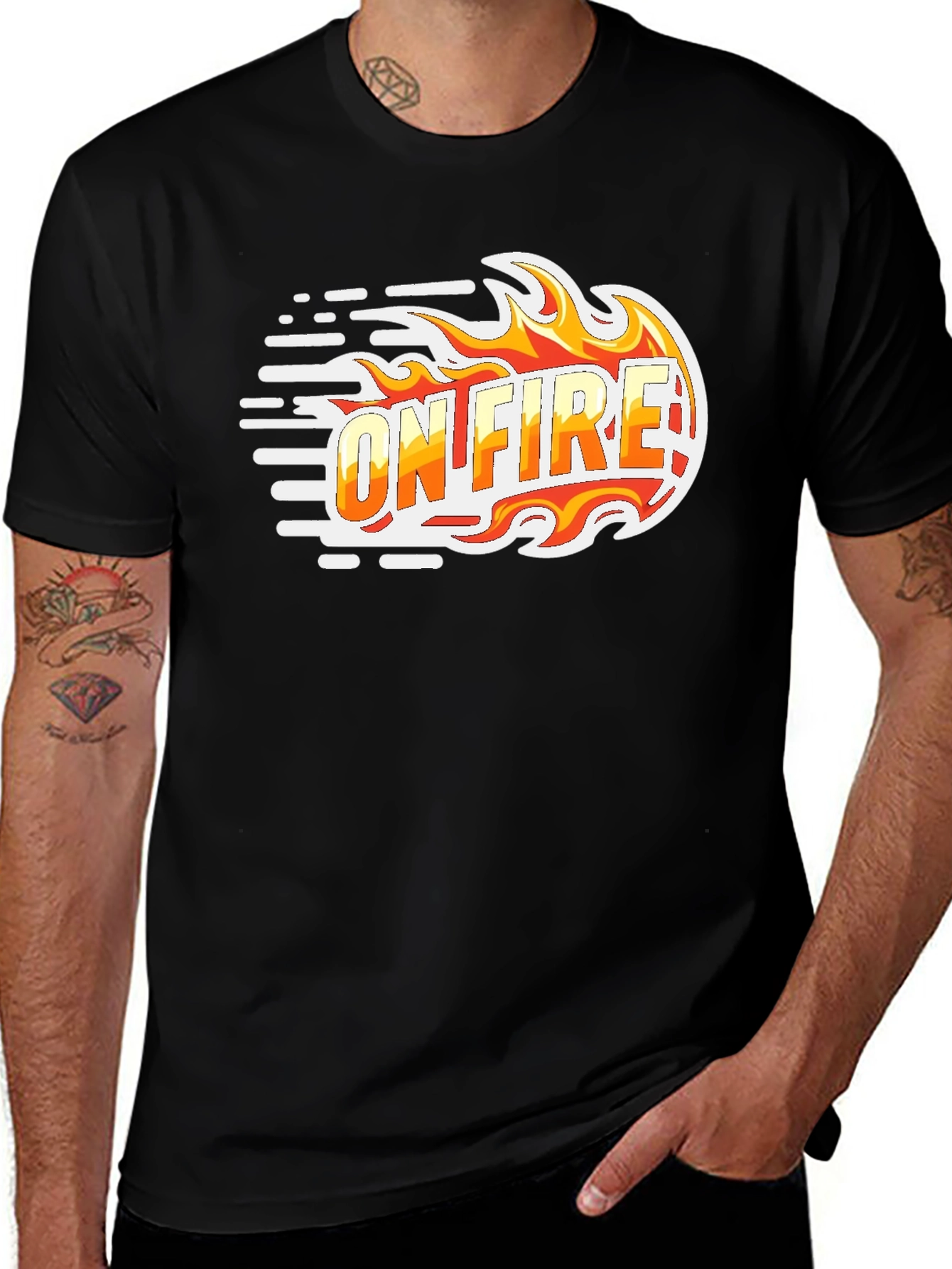 Variant 15 of On Fire! Men's Black Graphic T-Shirt