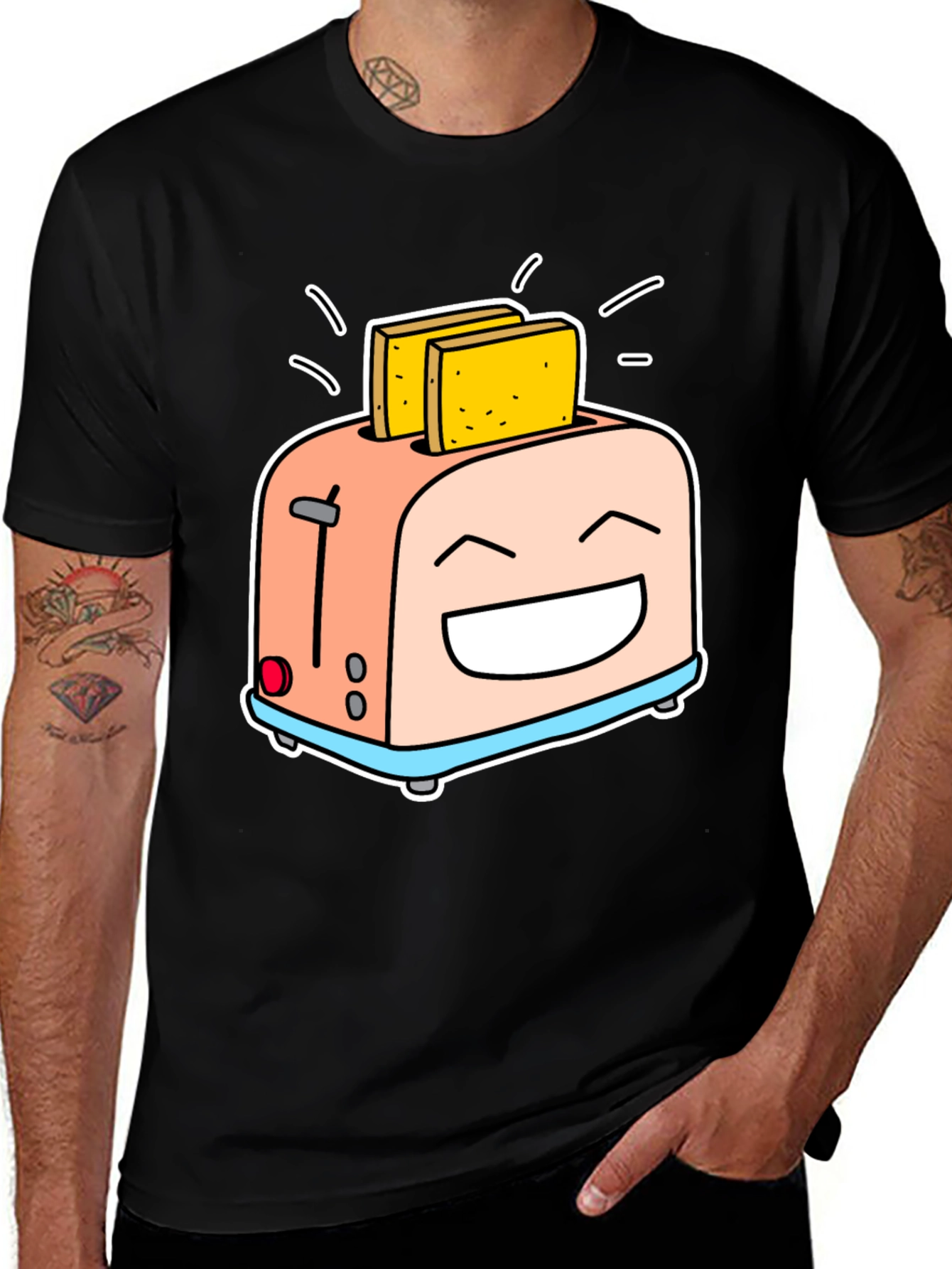 Variant 5 of Smiling Toaster Graphic Tee - Black