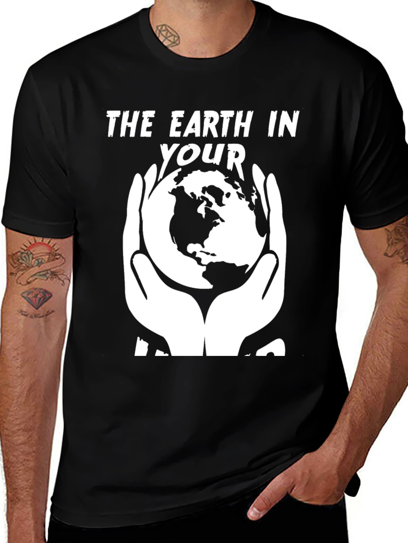 Variant 2 of The Earth in Your Hands Graphic Tee - Black
