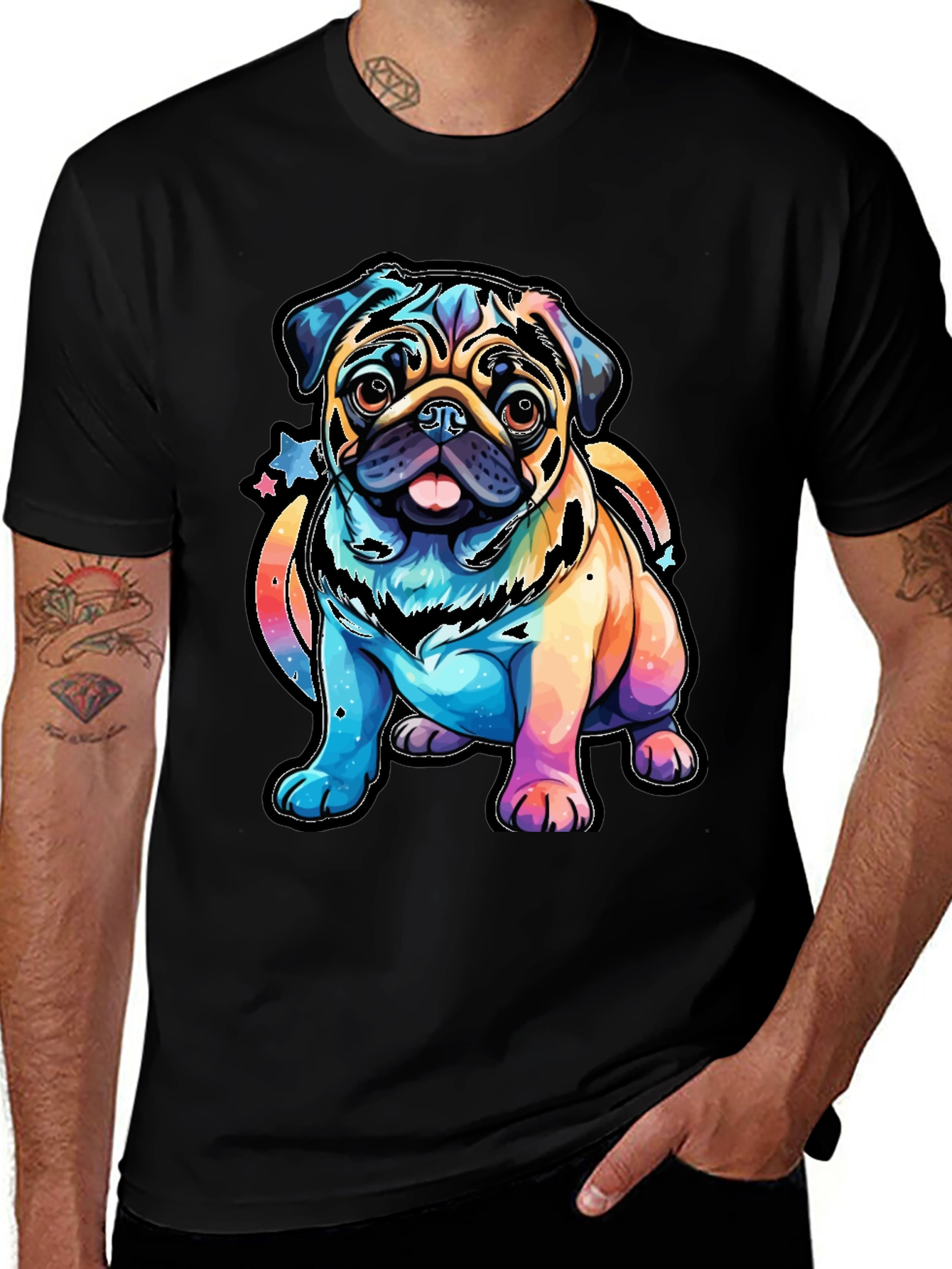 Variant 6 of Colorful Pug Dog Graphic T-Shirt