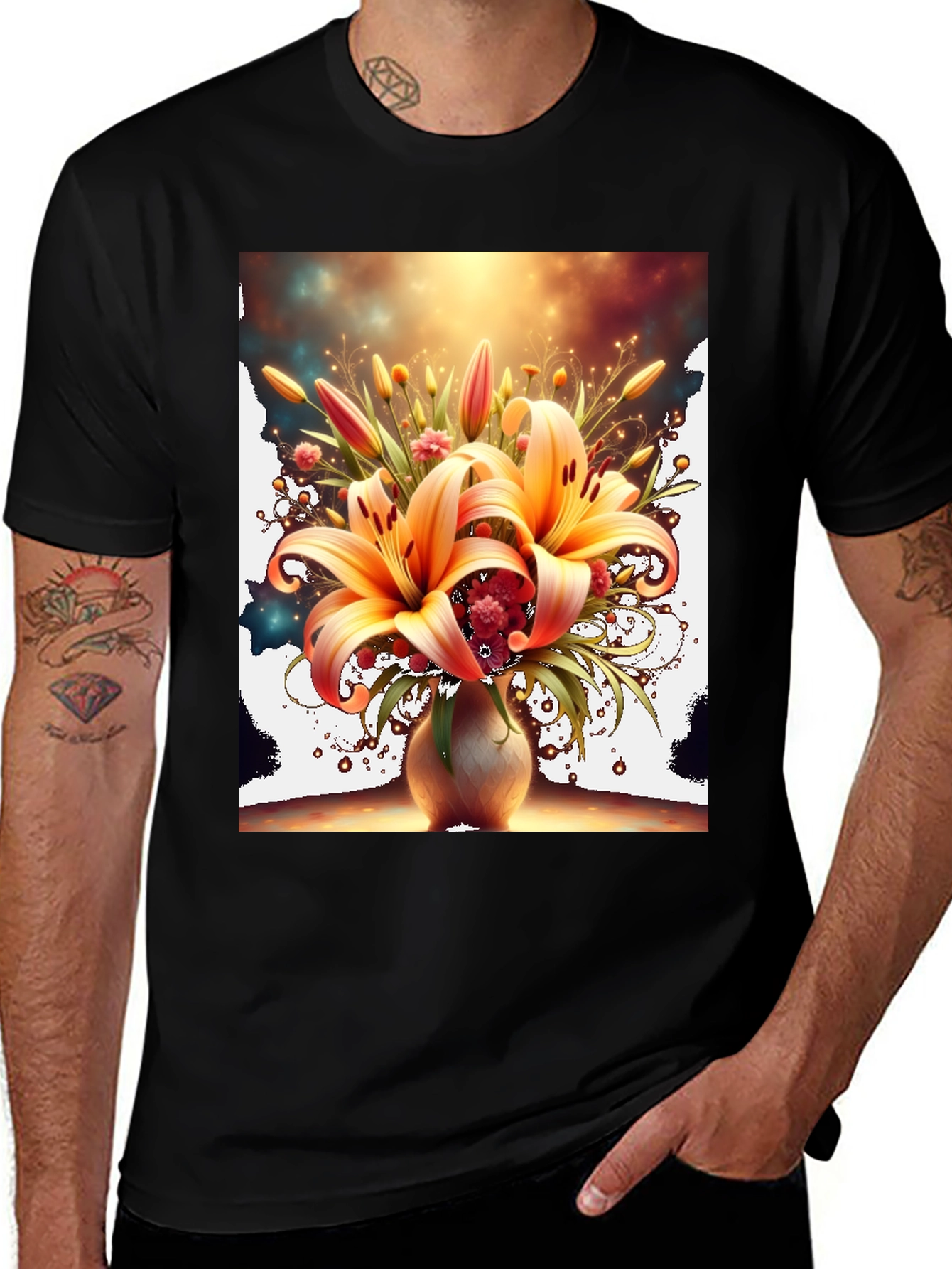 Variant 6 of Floral Lily Graphic Tee - Artistic Design T-Shirt
