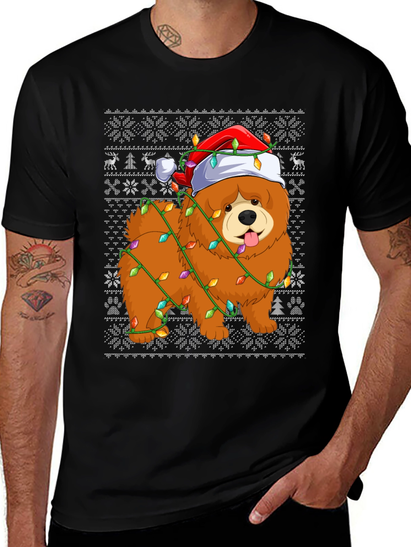 Festive Dog Christmas Lights T-Shirt