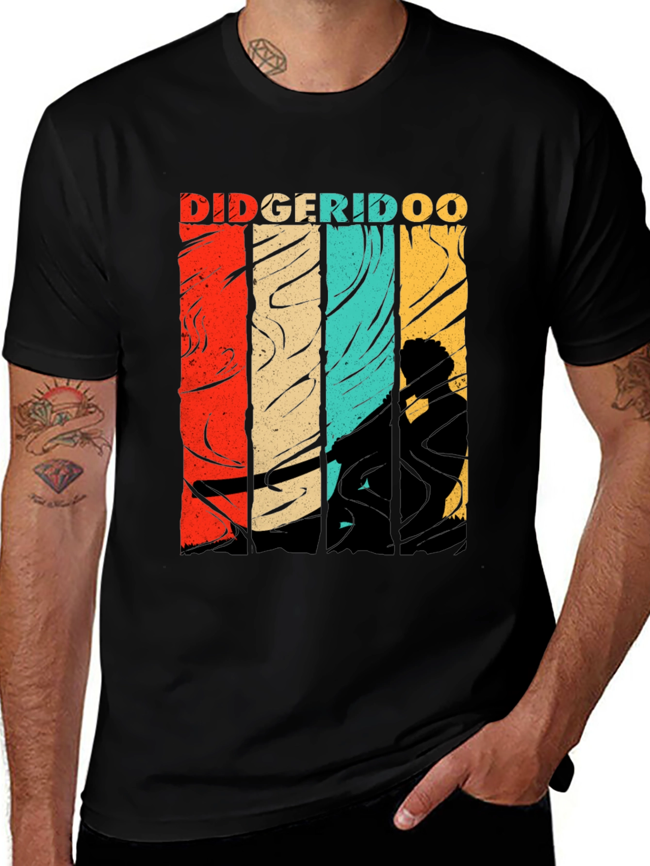 Variant 6 of Didgeridoo Silhouette T-Shirt: Retro Vintage Style