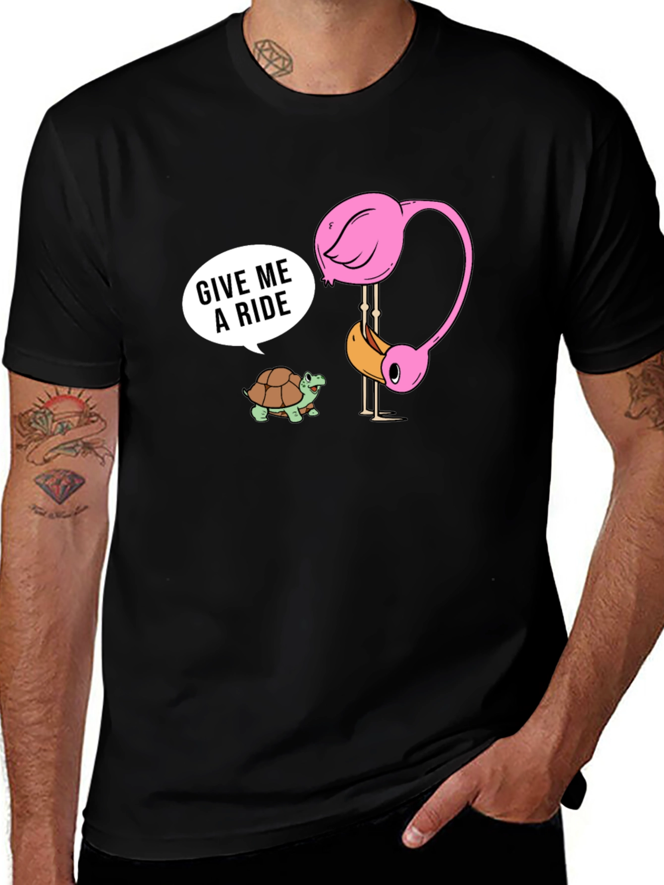 Variant 20 of Funny Flamingo & Turtle Ride T-Shirt