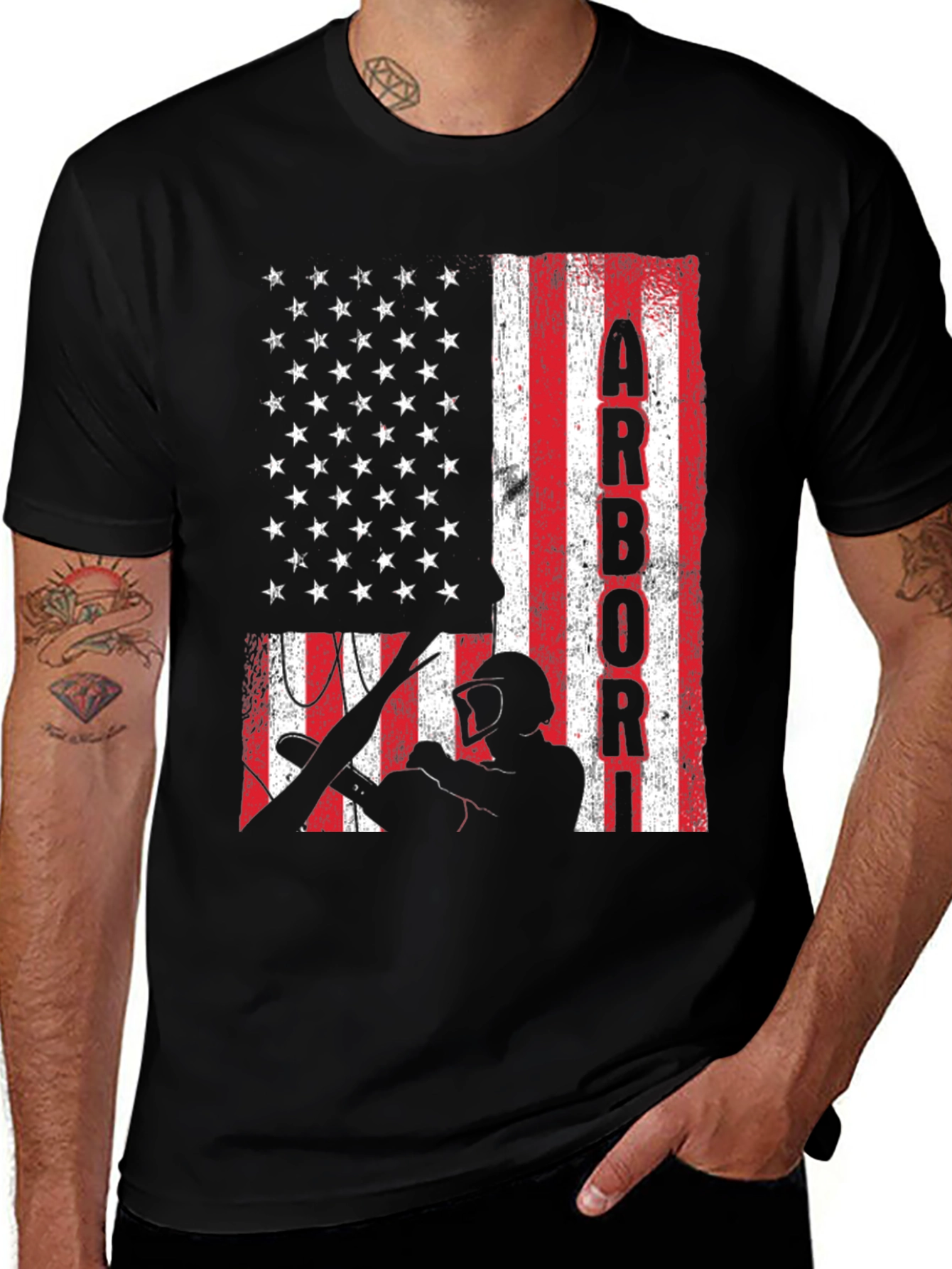 Arborist American Flag T-Shirt - Tree Surgeon Pride
