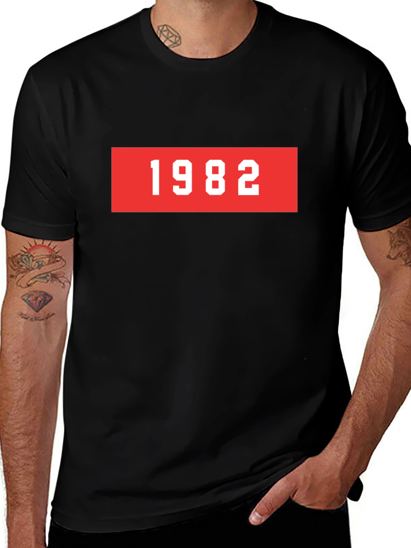 1982 Graphic Tee - Retro Style Black T-Shirt
