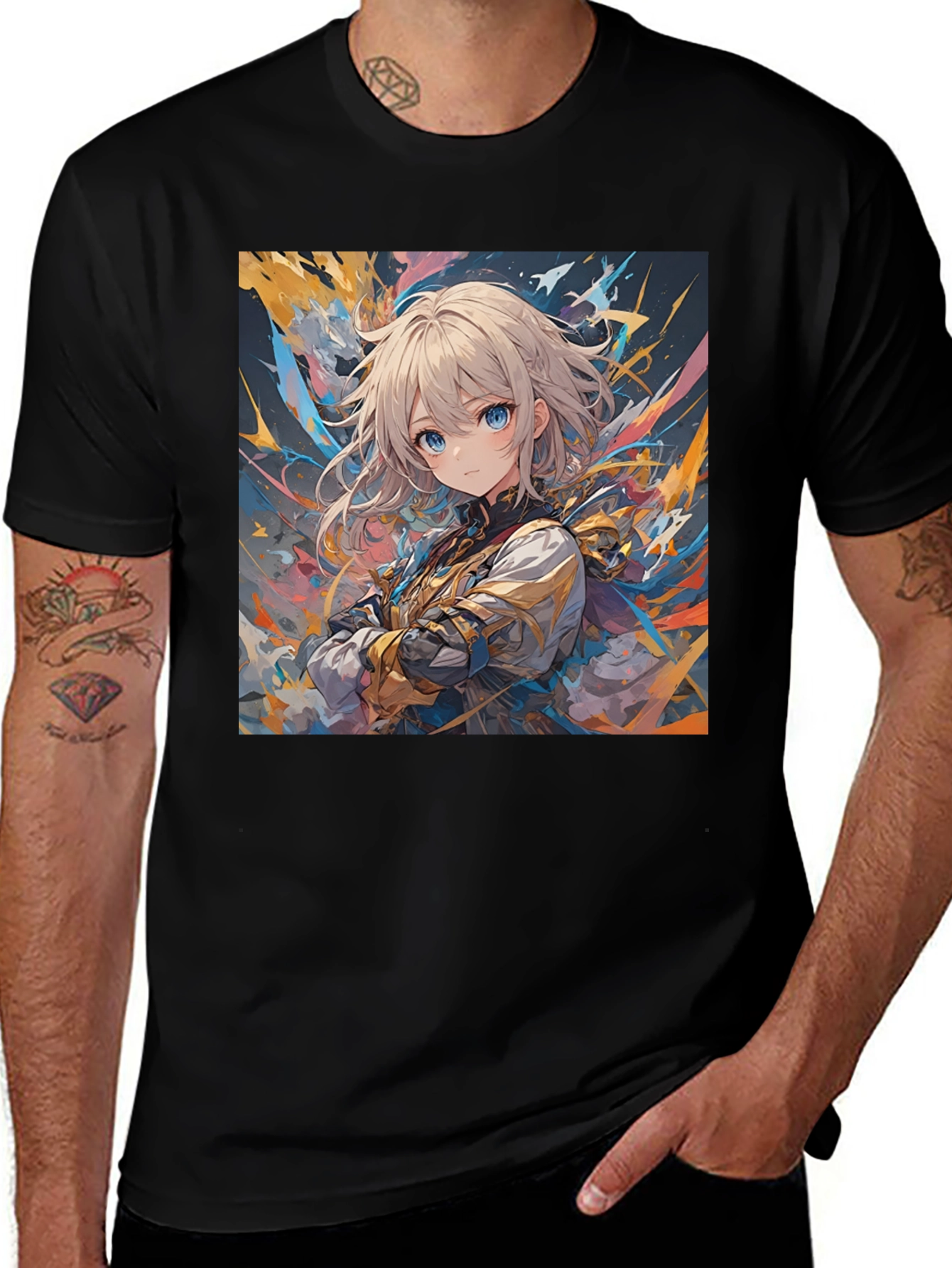 Variant 20 of Anime Girl Graphic Black T-Shirt