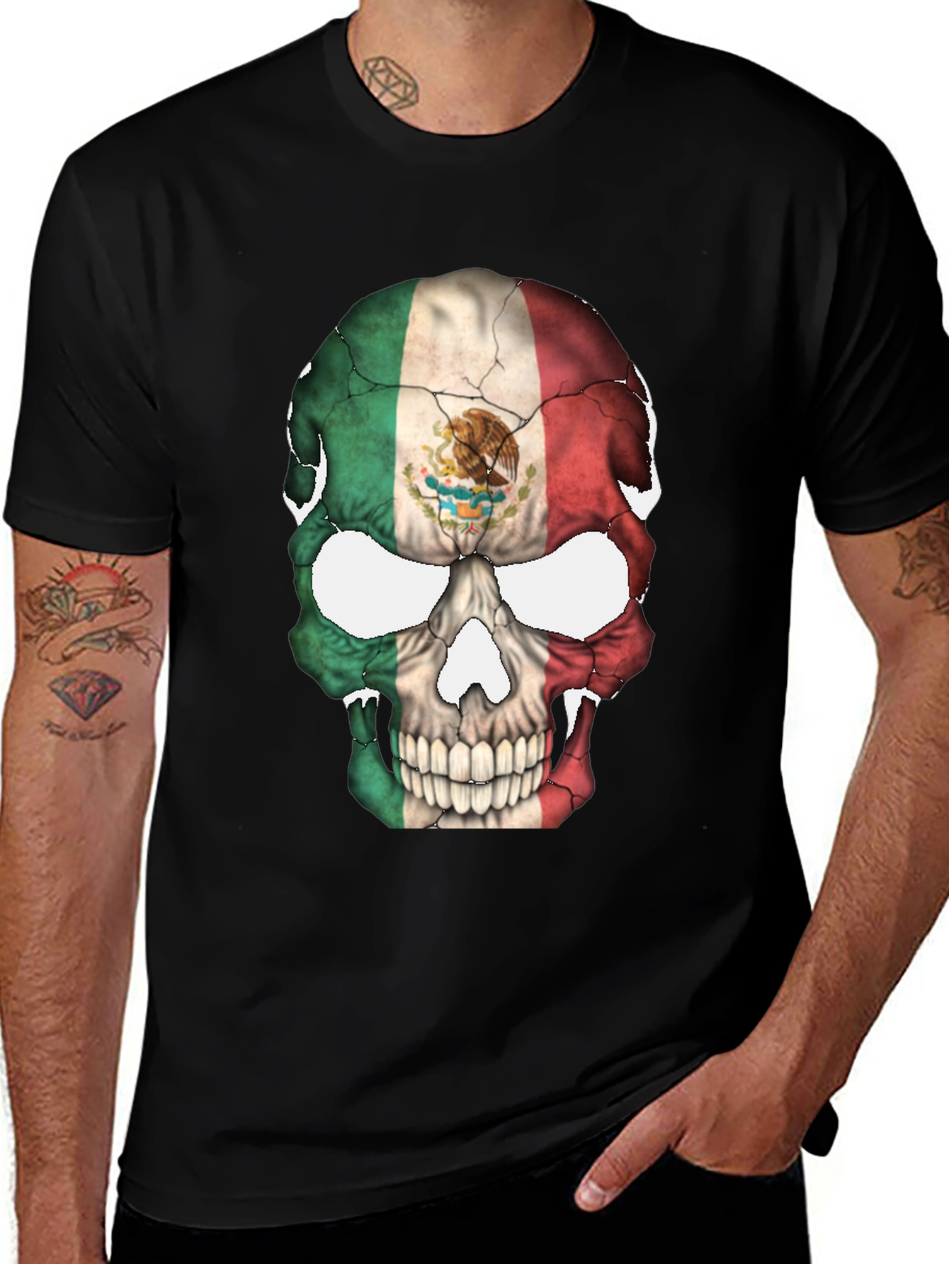 Mexican Flag Skull Graphic Tee
