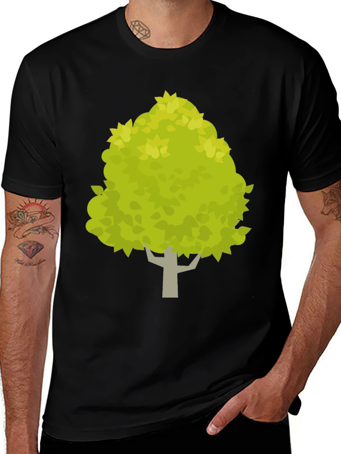 Variant 5 of Nature Tree Graphic Tee - Black Short Sleeve
