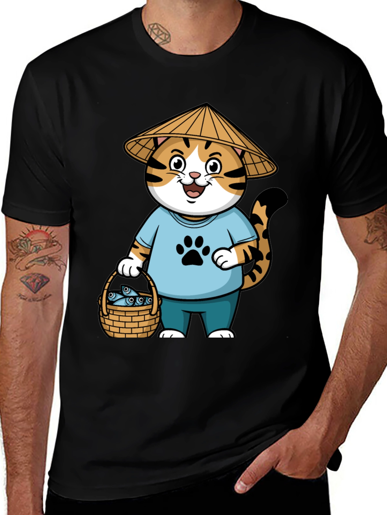 Cat Fisherman T-Shirt, Funny Animal Tee
