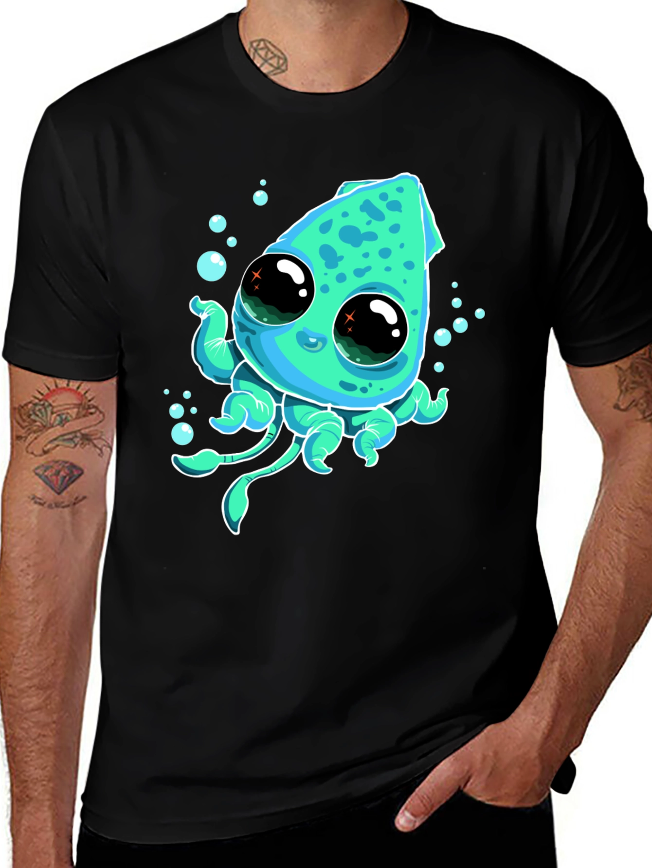 Variant 8 of Cute Cartoon Squid Graphic Tee