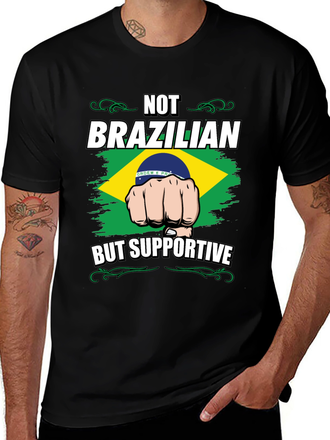 Variant 24 of Brazilian Supporter Graphic Tee - Black